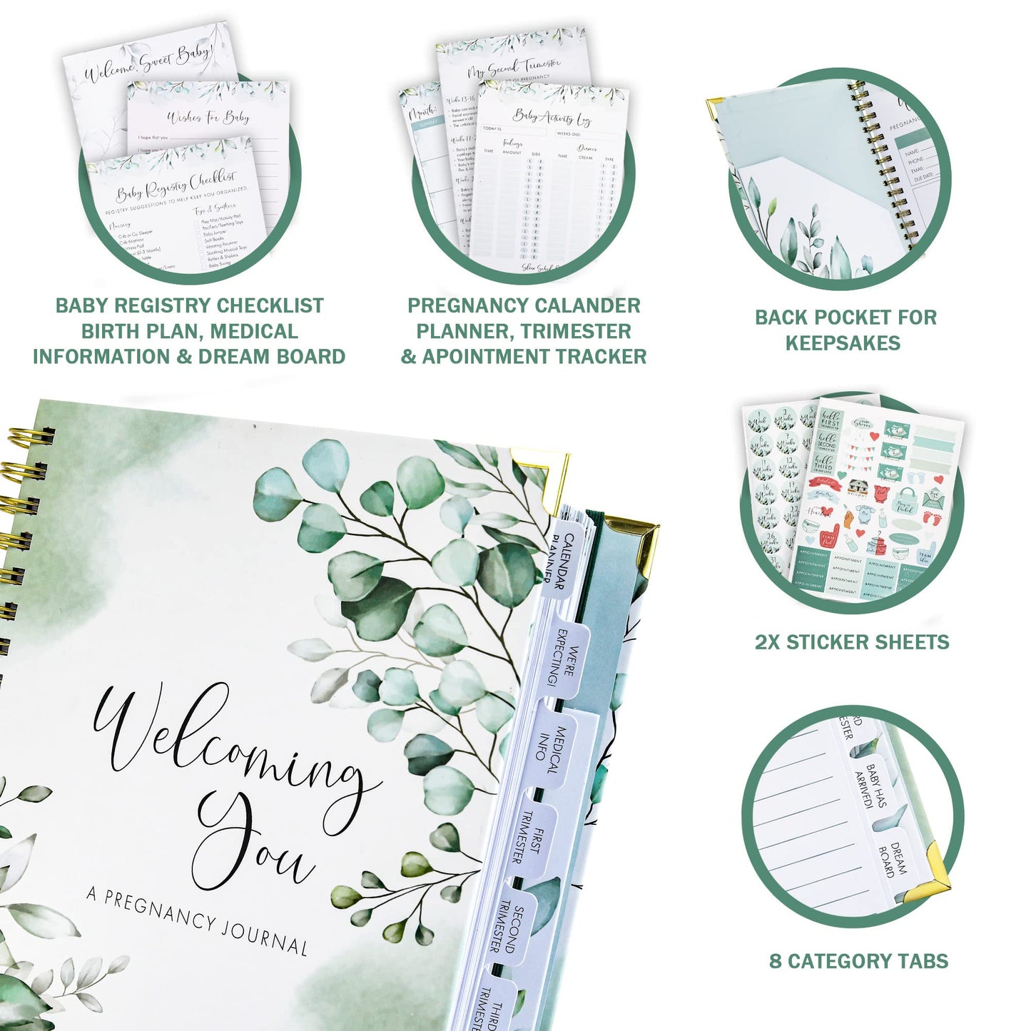 ZICOTO Pregnancy Journal and Memory Book with Stickers and Keepsake Pocket - Lovely Must Have Gift for First Time Moms to Be - The Perfect Planner to Track Your Little Ones Life-Changing Journey