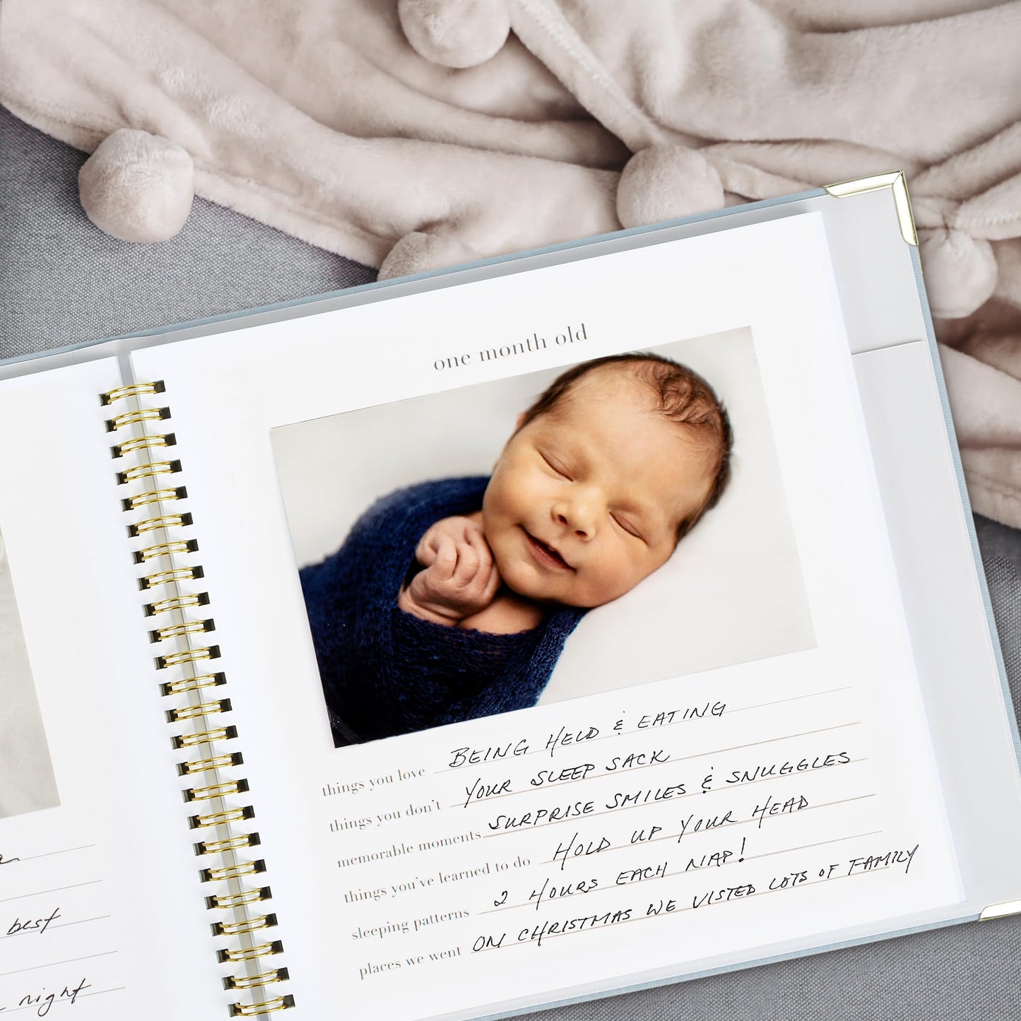 Keepsake Baby Memory Book for Boys and Girls - Timeless First 5 Year Baby Book - Gender Neutral Blue Baby Journal Scrapbook or Photo Album - A Milestone Book to Record Every Event from Birth to Age 5