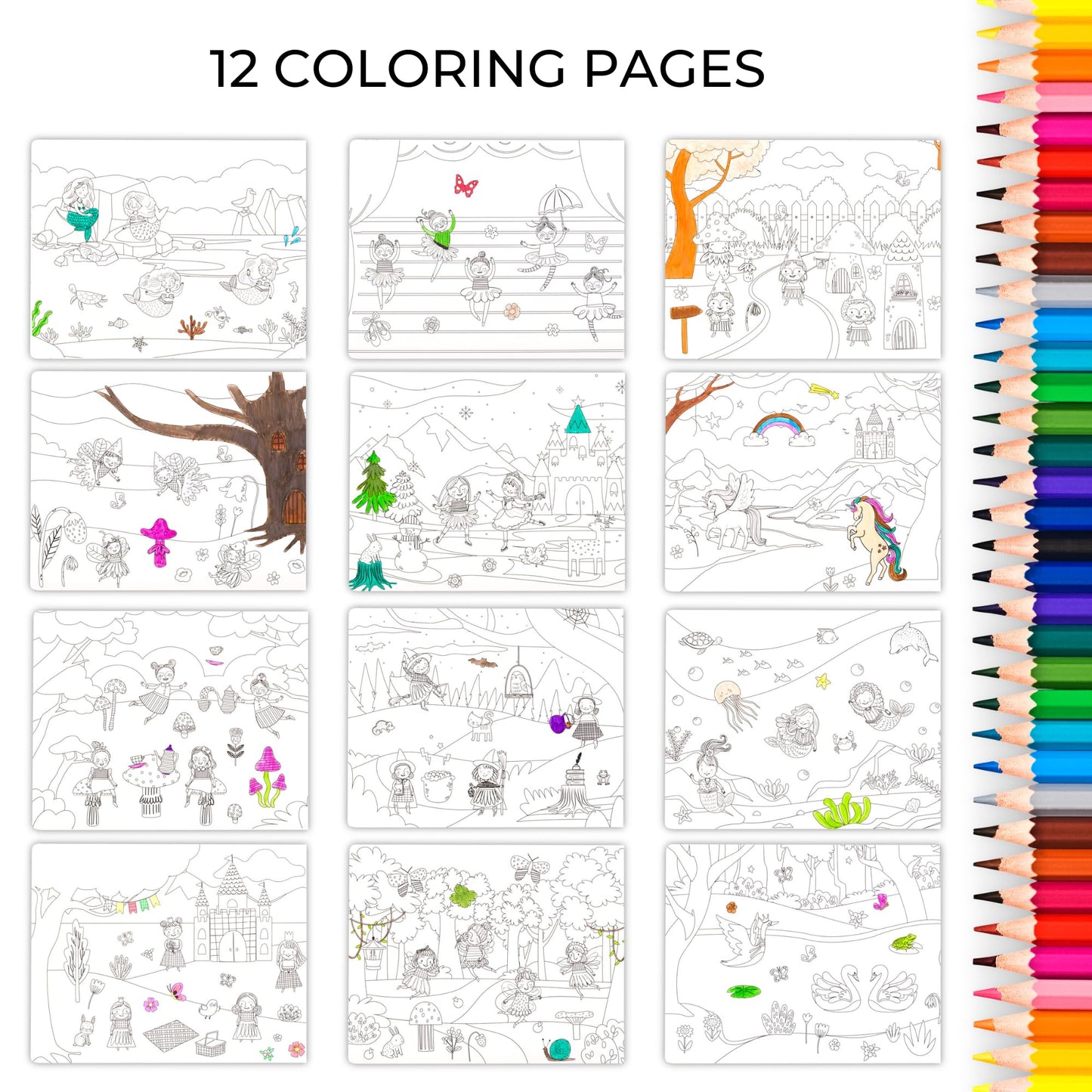 Fun Sticker Book for Girls 2-4 Years - Perfect Kids Activity Book with Beautiful Stickers & 12 Themes for Entertaining Toddlers 4-8 While Traveling - Incl. Princess, Unicorn & Coloring Pages