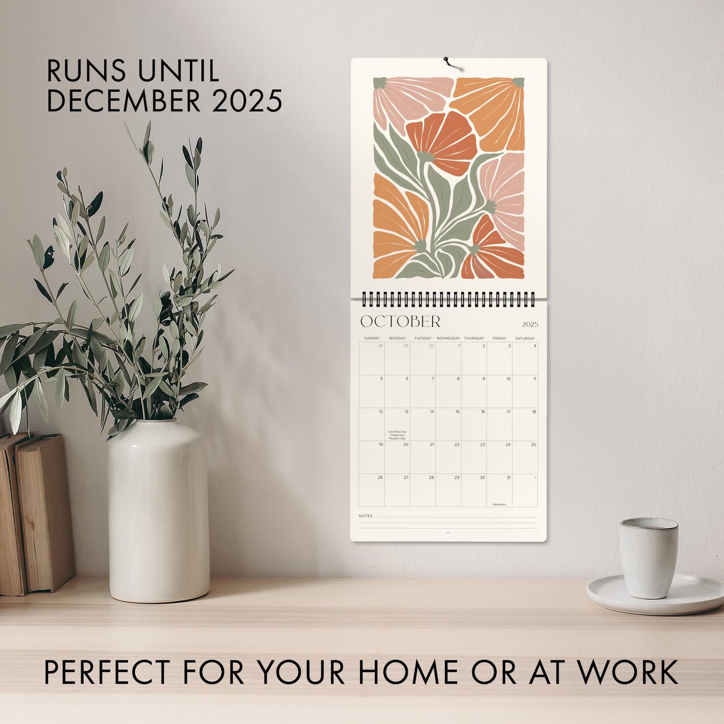 Aesthetic 2025 Wall Calendar - Runs Until December 2025 - The Perfect Matisse Style Calendar Planner for Easy Organizing