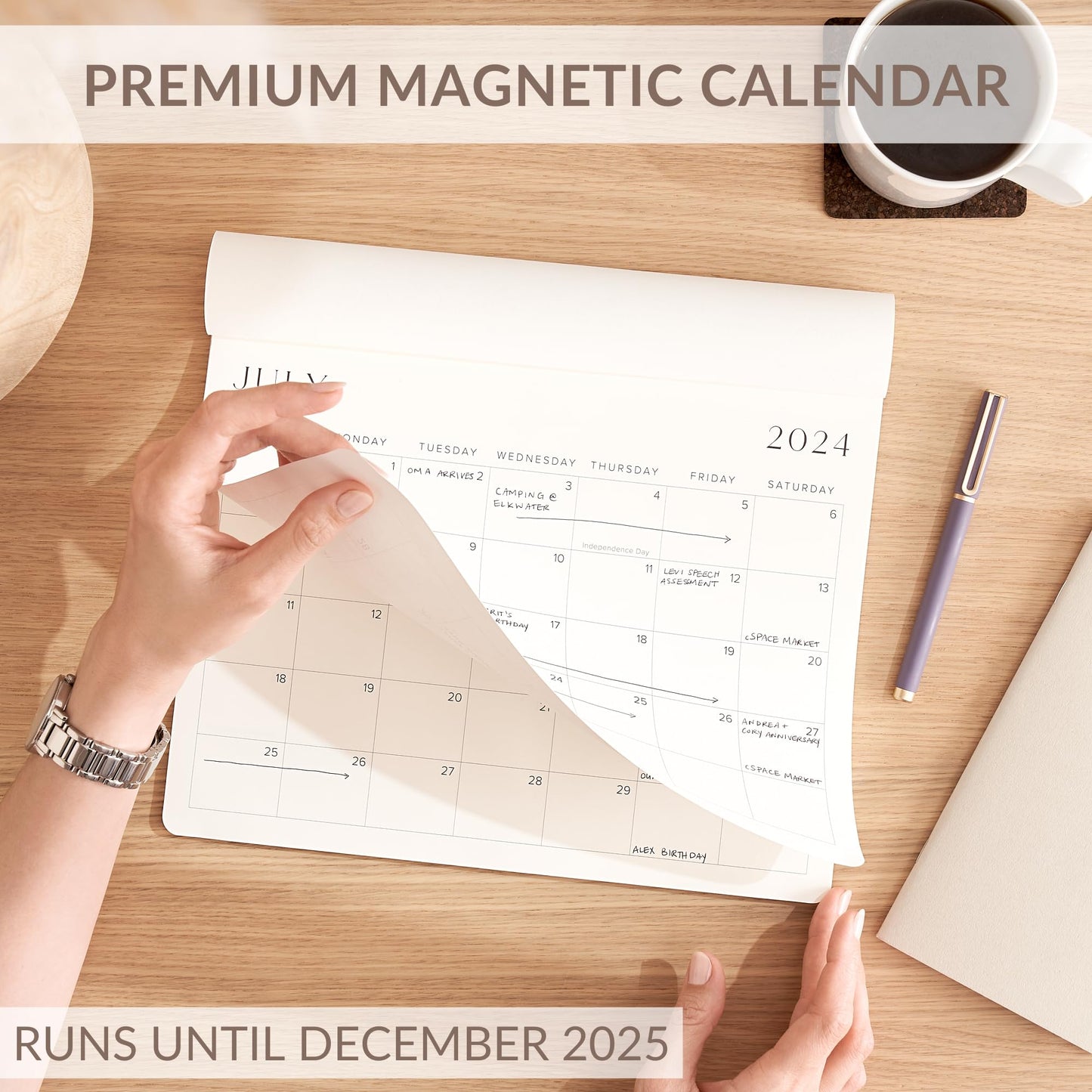 Beautiful 2025 Magnetic Fridge Calendar - Runs From July 2024 Until December 2025 - The Perfect 2024-2025 Monthly Refrigerator Calendar for Easy Organizing