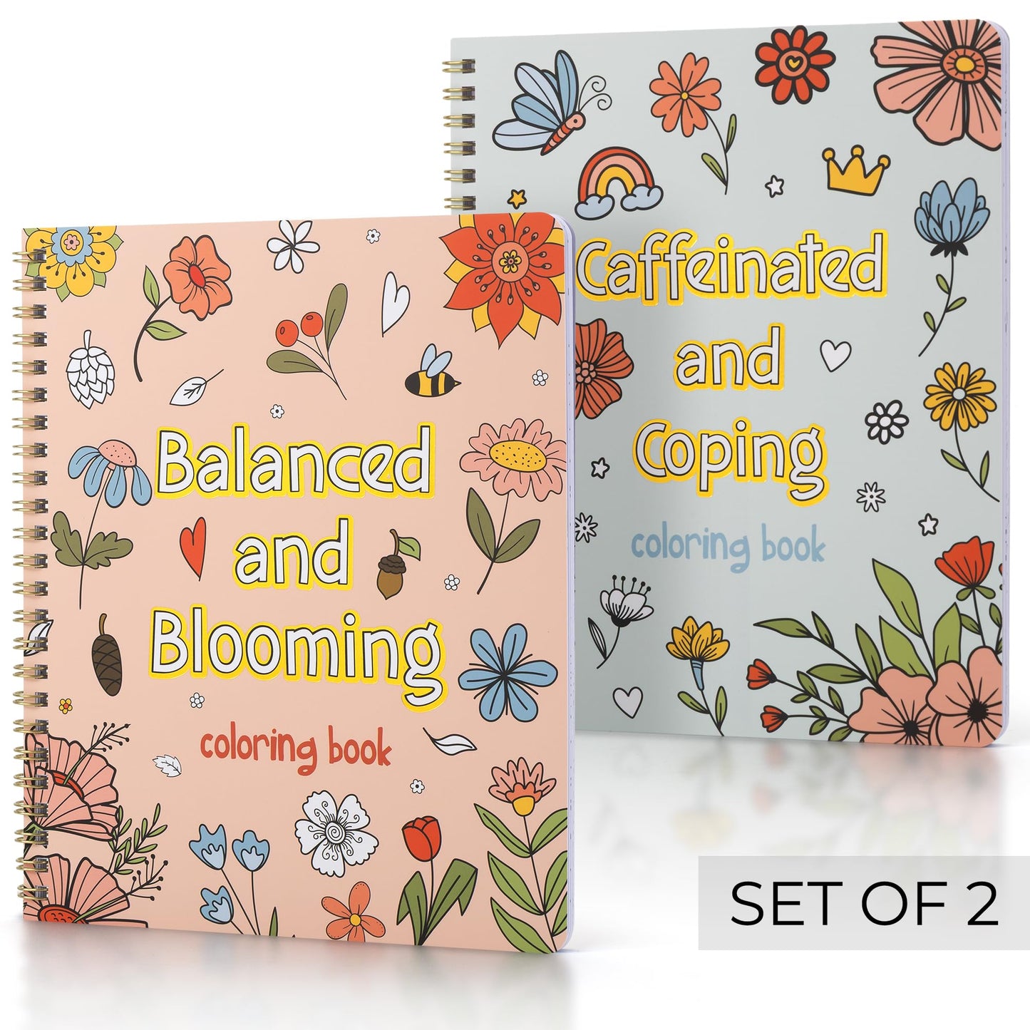 Beautiful Adult Coloring Book Set of 2 for Relaxation - Sassy Motivational and Funny Color Books - The Perfect Stress-Relieving Gift for Women