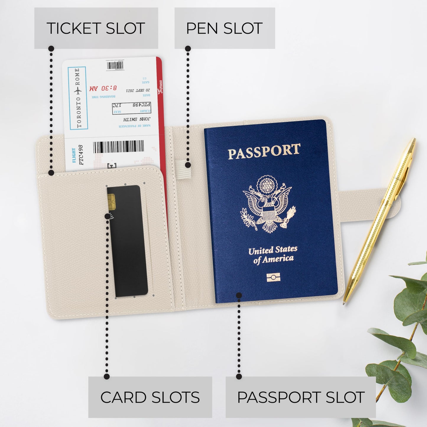 Beautiful Passport Holder for Travel - Cute Cover with Pen Holder to Keep Your Travel Documents Organized & Safe - Quality Passport Wallet for Women & Men and Great for Gifting