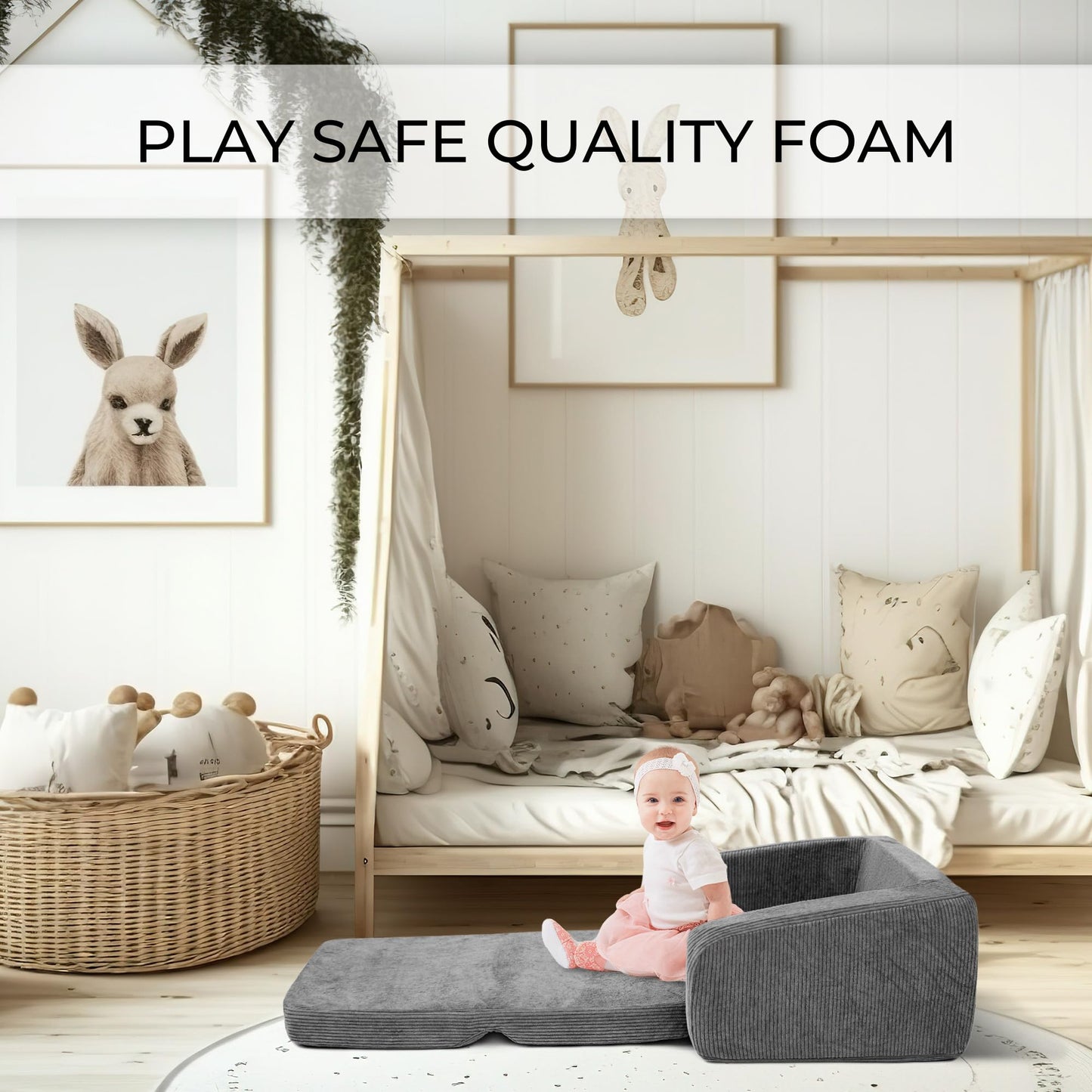 ZICOTO Comfy Kids Chair for Toddler - Convertible 2 in 1 Lounger Easily Unfolds Into a Super Soft Couch to Sleep On - Modern Fold Out Sofa for Babies Fits Nicely with Any Decor