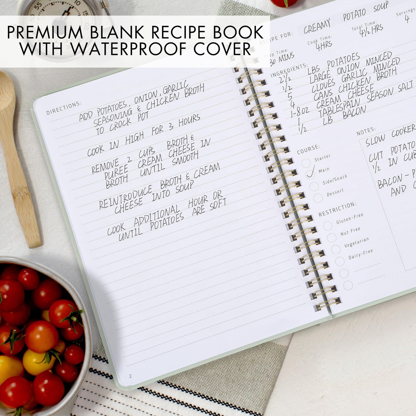 ZICOTO Aesthetic Blank Recipe Book - The Perfect Recipe Notebook to Write in Your Own Recipes - Beautiful Blank Cookbook to Organize Your Recipes