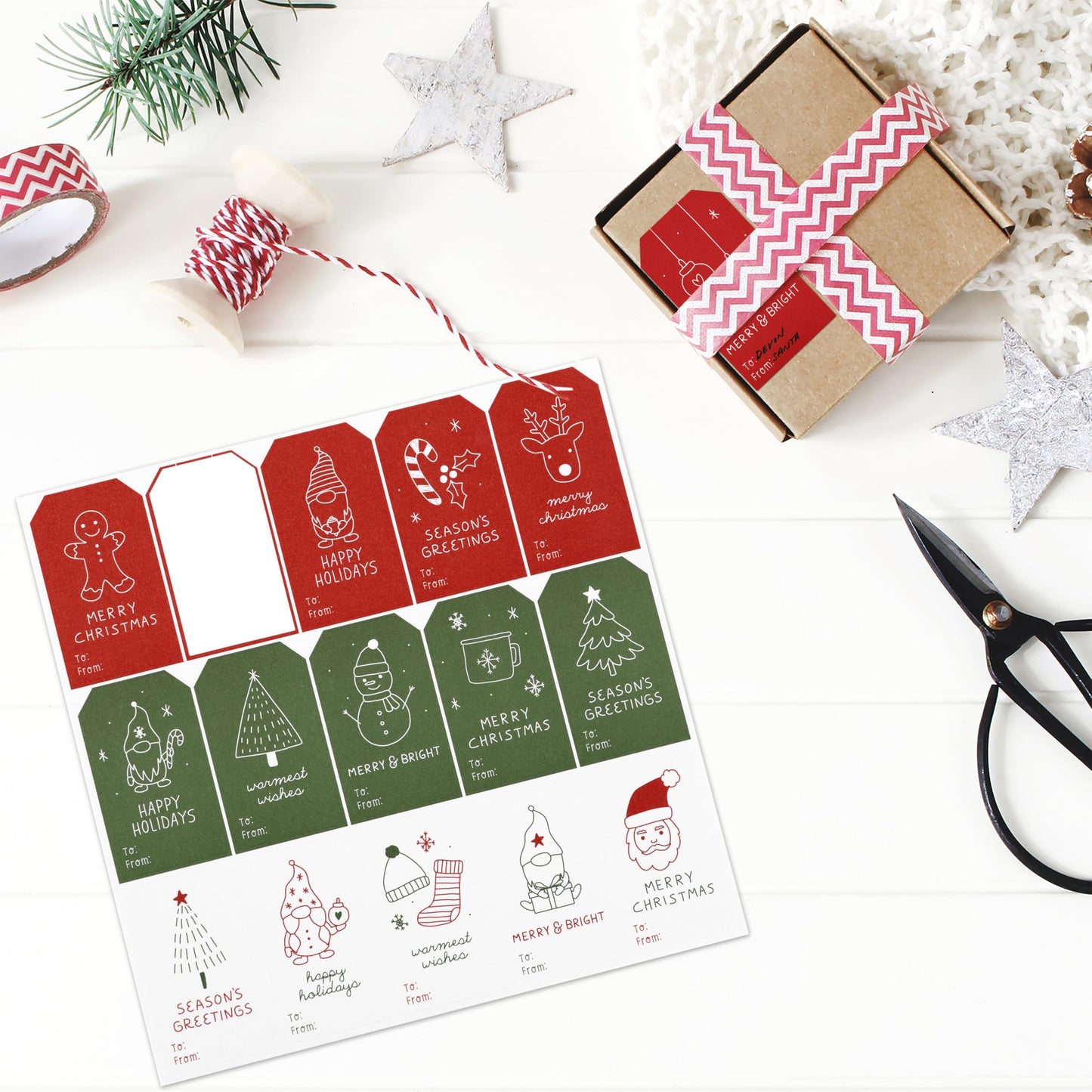Beautiful Christmas Gift Tags Stickers - 210 Quality Doodle Sticker Labels for Personalizing Your Holiday Presents - Spread Joy and Cheer with These Festive Christmas Name Tags