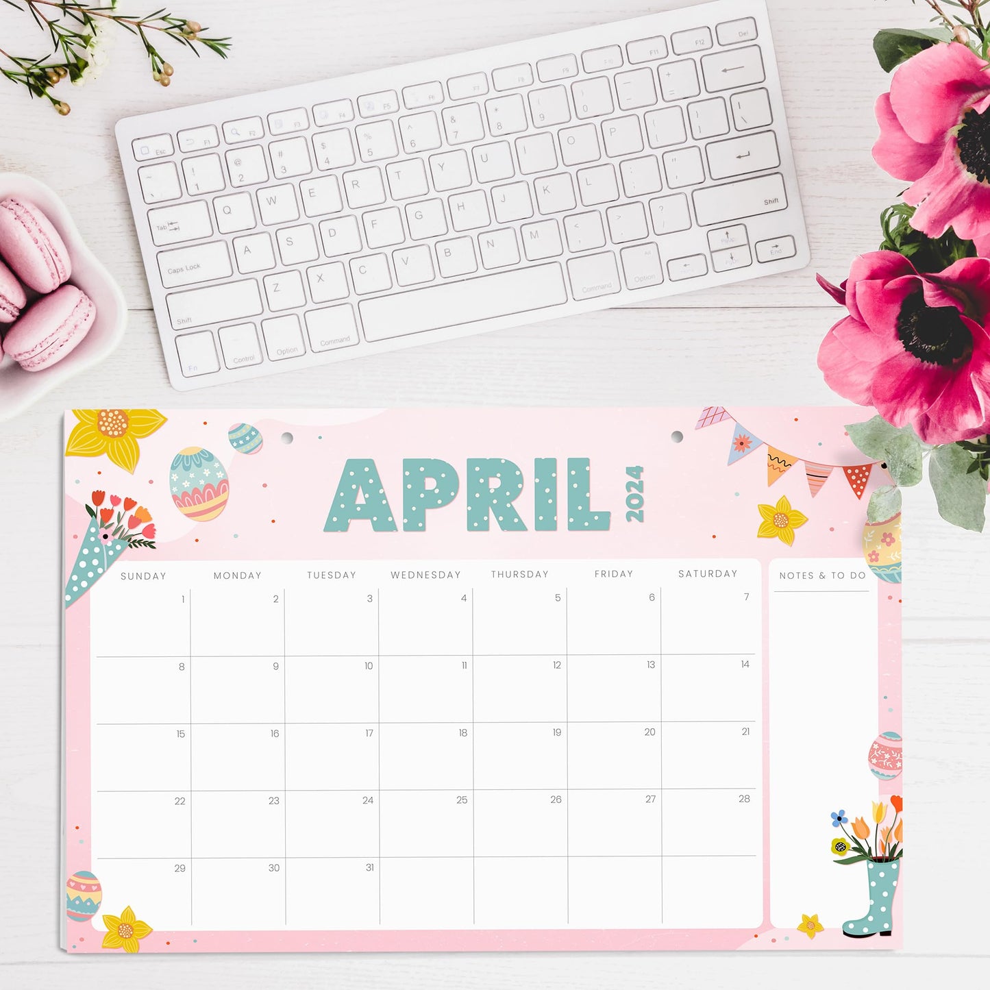 Aesthetic Seasonal Desk Calendar 2024-2025 - Runs From January 2024 Until July 2025 - The Perfect Desktop/Wall Calendar 17x11" for Easy Organizing