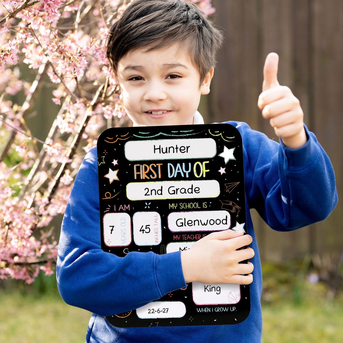 Beautiful First and Last Day of School Board Signs Set of 12 - Reversible 12" x 9" Back to School Cards for Lasting Memories - Perfect Photo Prop Chalkboard Prints for Kindergarten or School