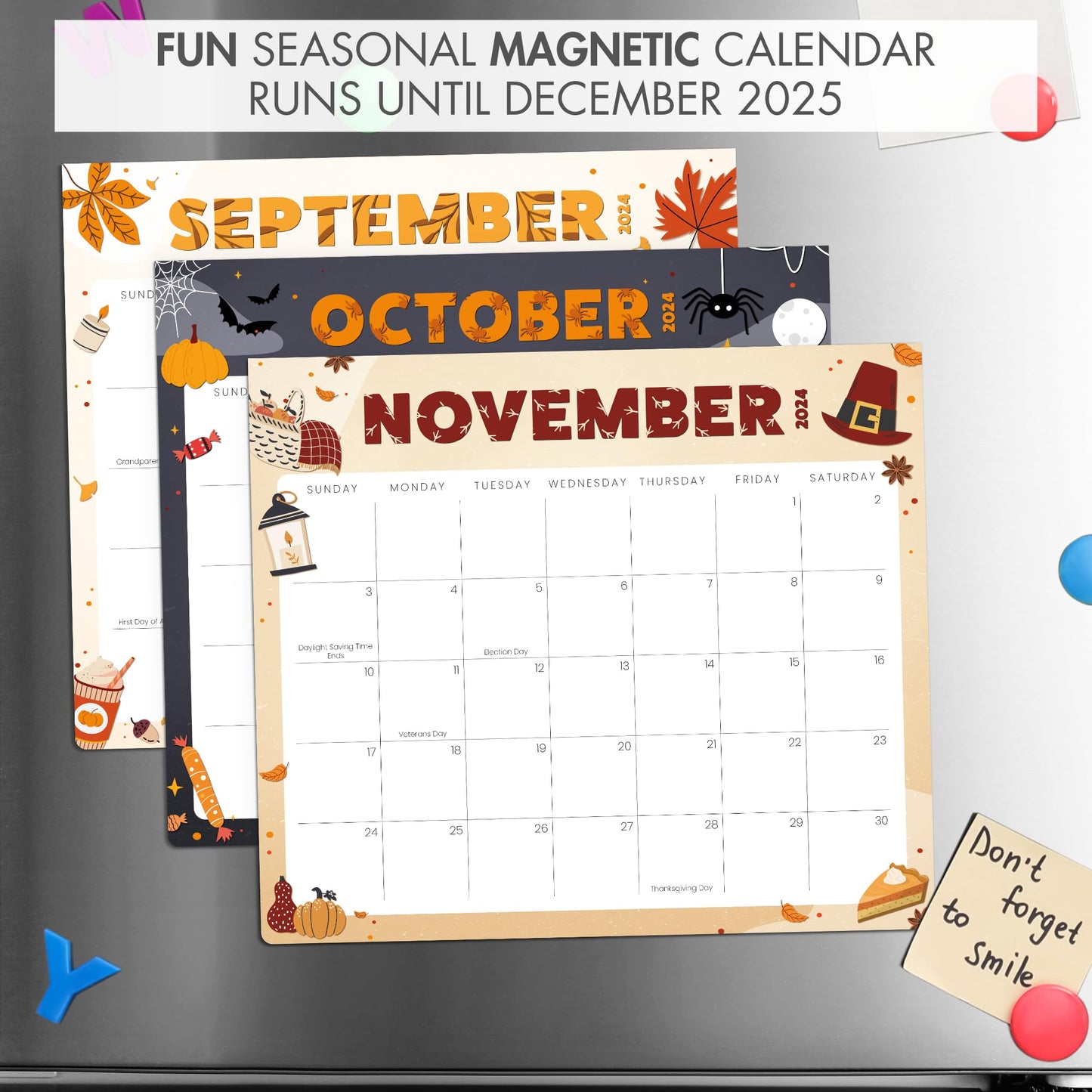 Beautiful 2025 Magnetic Fridge Calendar - Runs Until December 2025 - The Perfect Monthly Refrigerator Calendar With Seasonal Designs for Easy Organizing