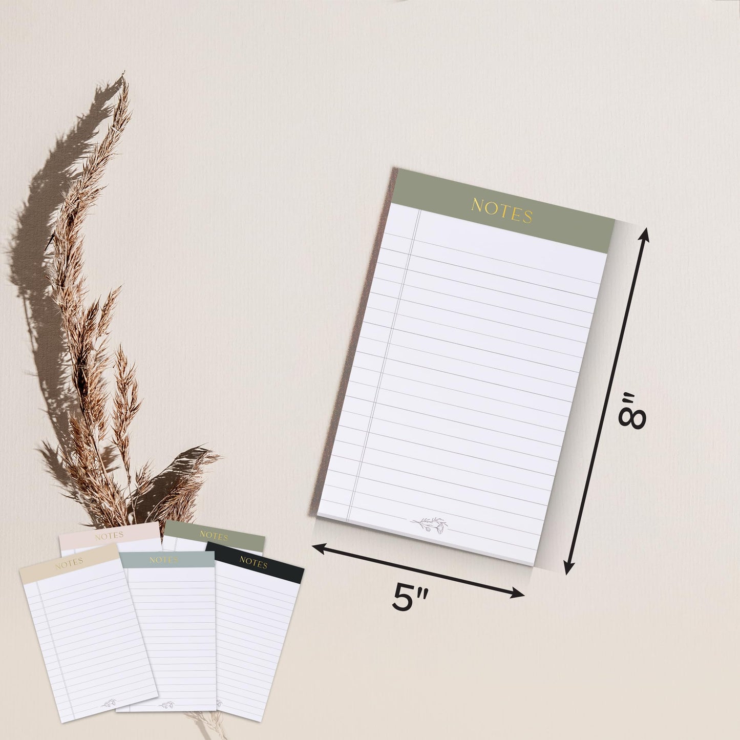ZICOTO Aesthetic Note Pads Set of 5 - Modern Lined Paper 8.5x11 Legal Notebooks Pads - Perfect Writing Supplies to Stay Organized at Work or School