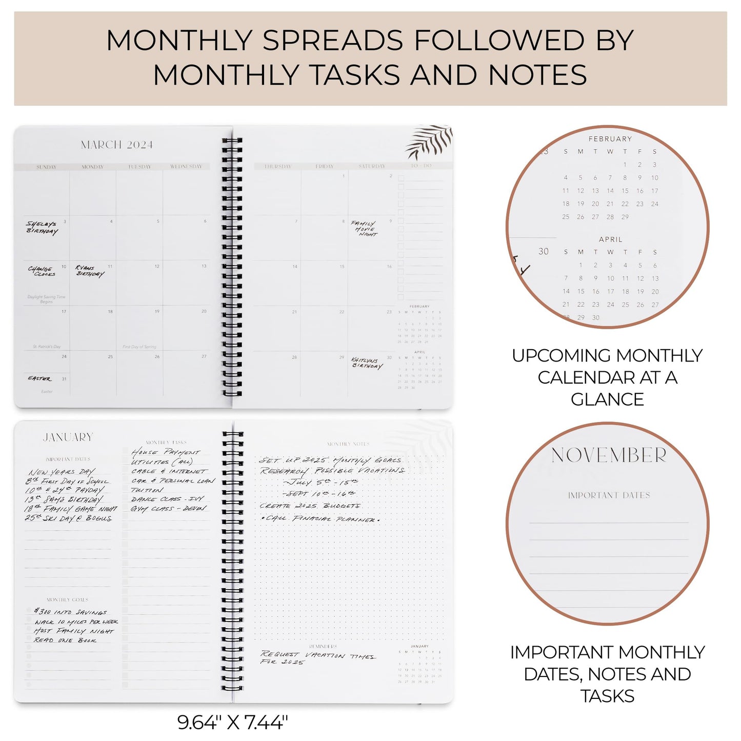 Beautiful 2025 Monthly Planner and Calendar Book - Arched To Do List Notebook Easily Organizes Your Tasks to Boost Productivity - Runs Until December 2025