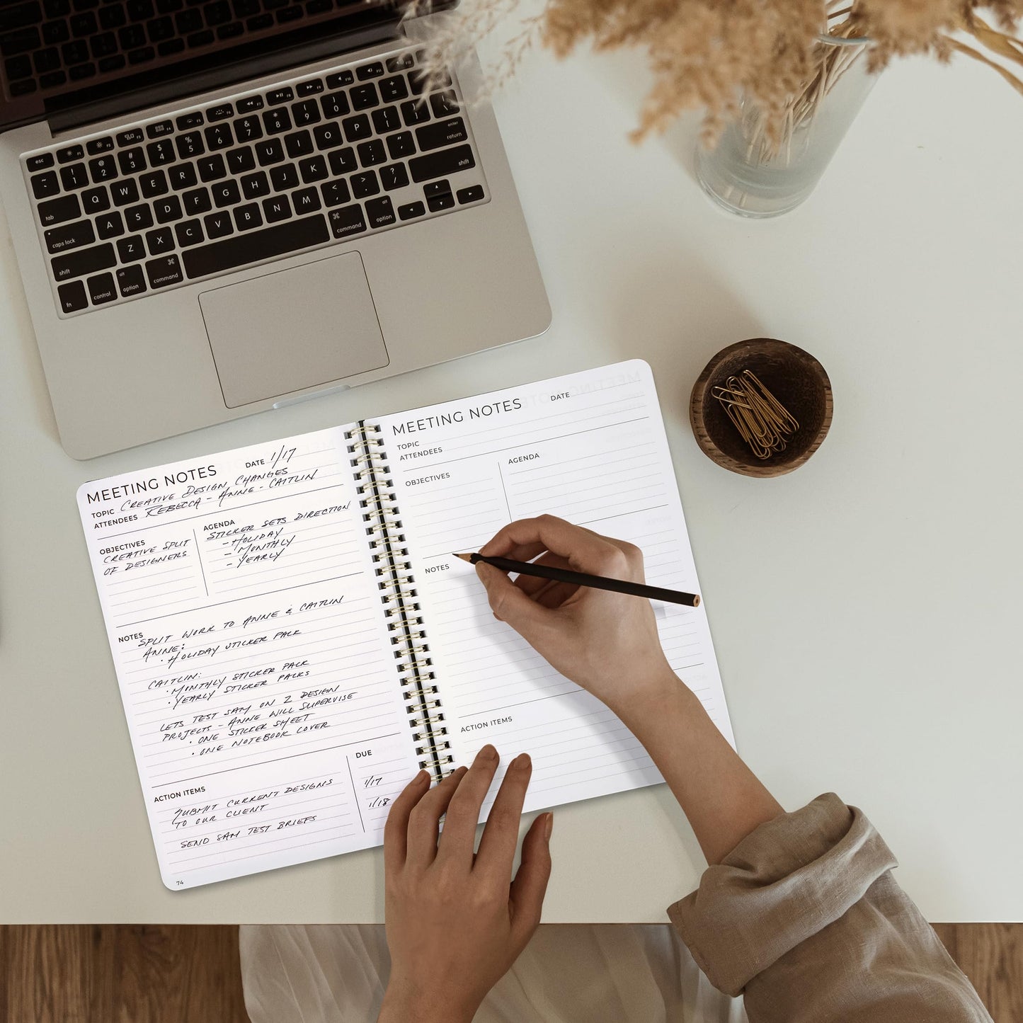 ZICOTO Beautiful Meeting Notebook For Work Organization - Easily Take Notes And Keep Agendas on Track - The Perfect Office Planner Supplies for Women & Men to Professionally Manage Business Projects