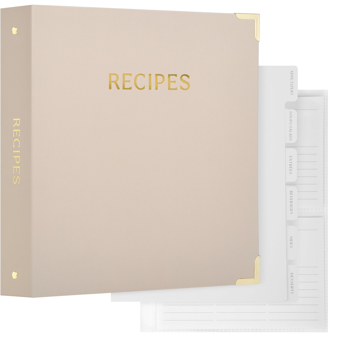 Aesthetic Recipe Binder with Polyester Waterproof cloth Cover - The Perfect Recipe Book with Plastic Sleeves to Write in Your Own Recipes - Quality Blank Cookbook Binder, Cards incl.