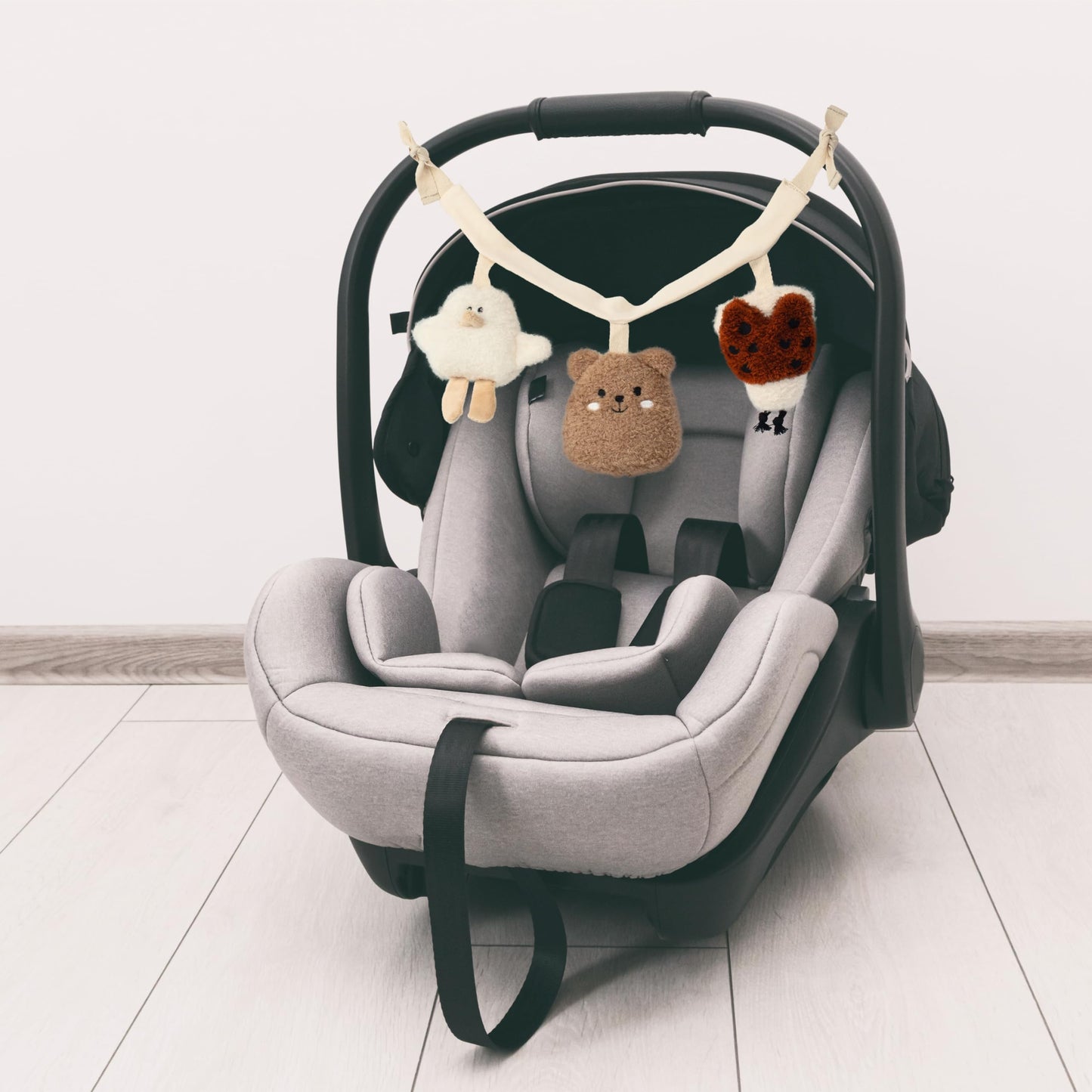ZICOTO Hanging Car Seat Toy Chain for Babies 0-6 Months - Beautiful Carseat Or Stroller Entertainment Toy with Rattles Makes a Great Soft Sensory Gift for Newborns/Infants