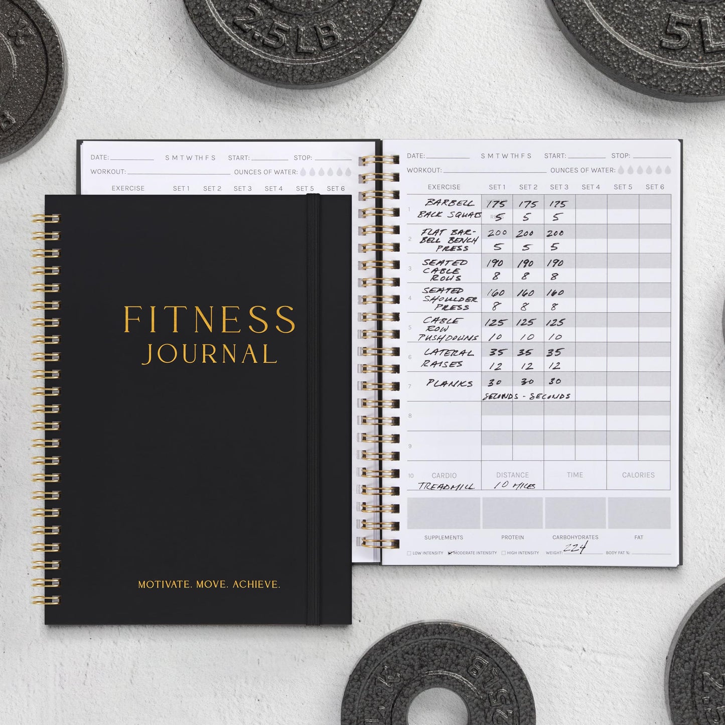 ZICOTO The Ultimate Fitness Journal for Tracking and Crushing Your Gym Goals - Detailed Workout Planner & Log Book Women - Great Gym Accessories With Calendar, Nutrition & Progress Tracker, Black