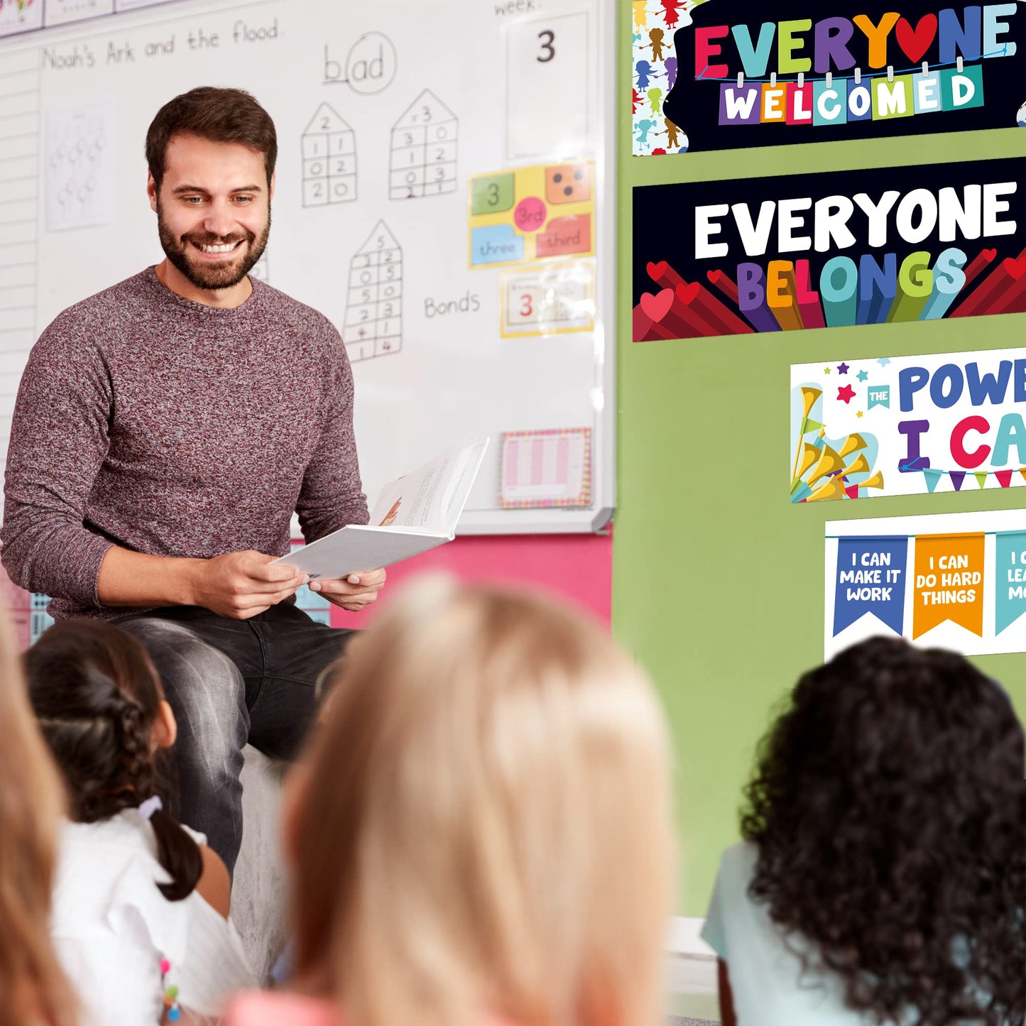 Motivational Reading Poster Decor For The Classroom - The Teachers Perfect Wall, Bulletin Board Or Door Banner Decoration - Set of 2 Posters That Inspire and Encourage Your Students