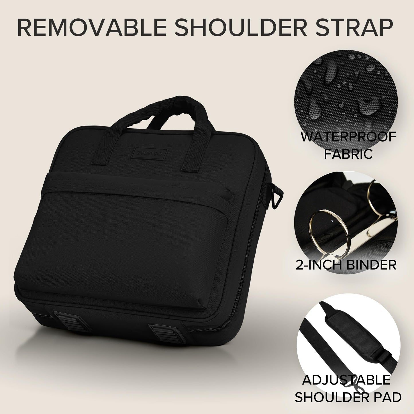 Sturdy 3 Ring Zipper Binder With Shoulder Strap For School - Beautiful 2 Inch Zip Up Binder with Extra Pockets Holds 500 Sheets, Books & Laptop - Easy to Carry Trapper Keeper Made Of Premium Fabrics