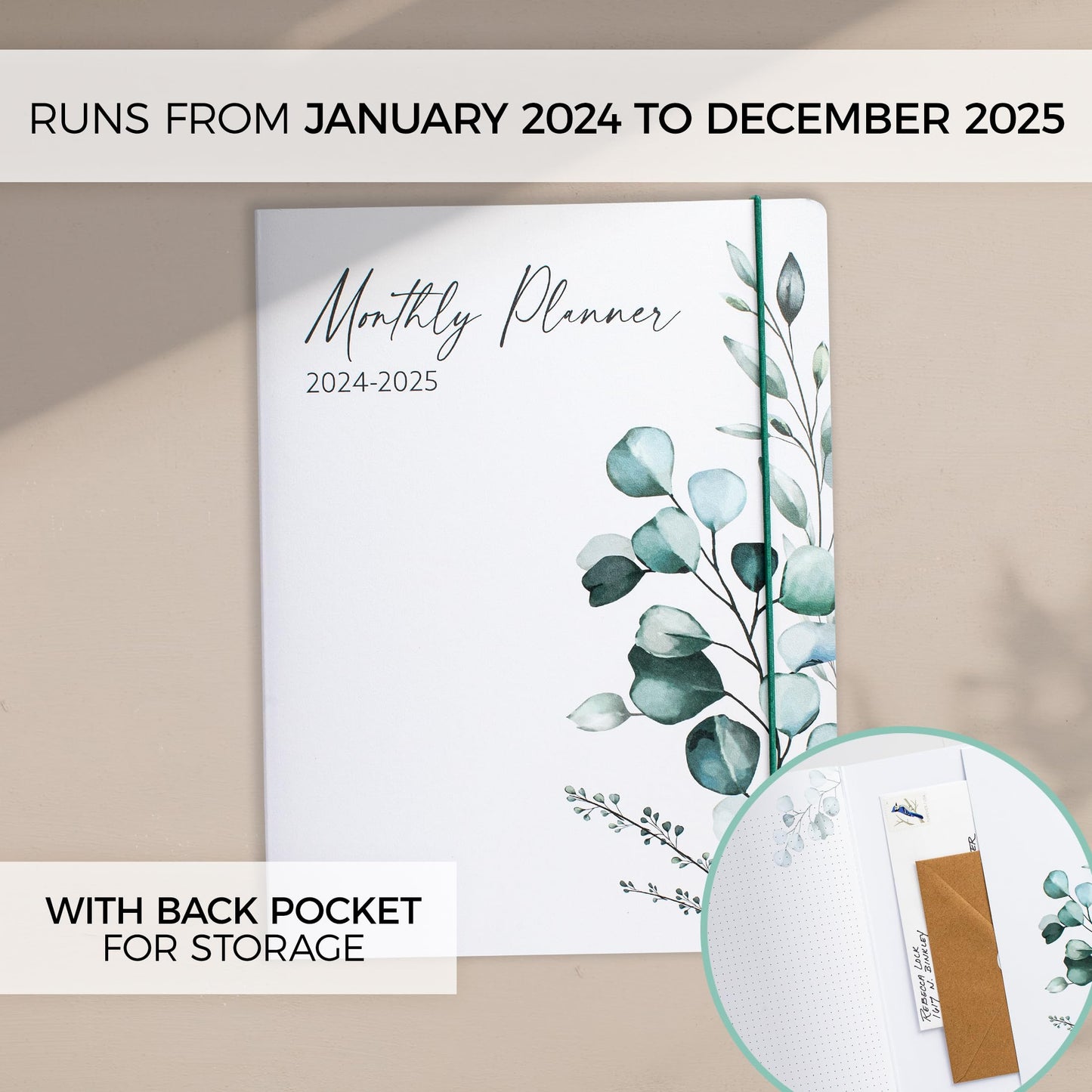 Simplified 2024-2025 Monthly Planner and Calendar Book - Beautiful Modern Greenery To Do List Notebook Easily Organizes Your Tasks to Boost Productivity - Runs From January 2024 Until December 2025