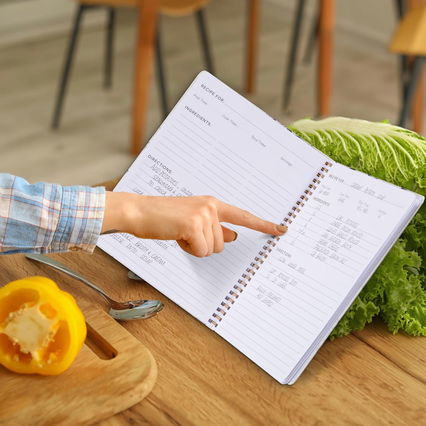 ZICOTO Beautiful Blank Recipe Book with Waterproof Cover – Create & Organize Your Own Recipes in This Stylish, Easy-to-Use Cookbook