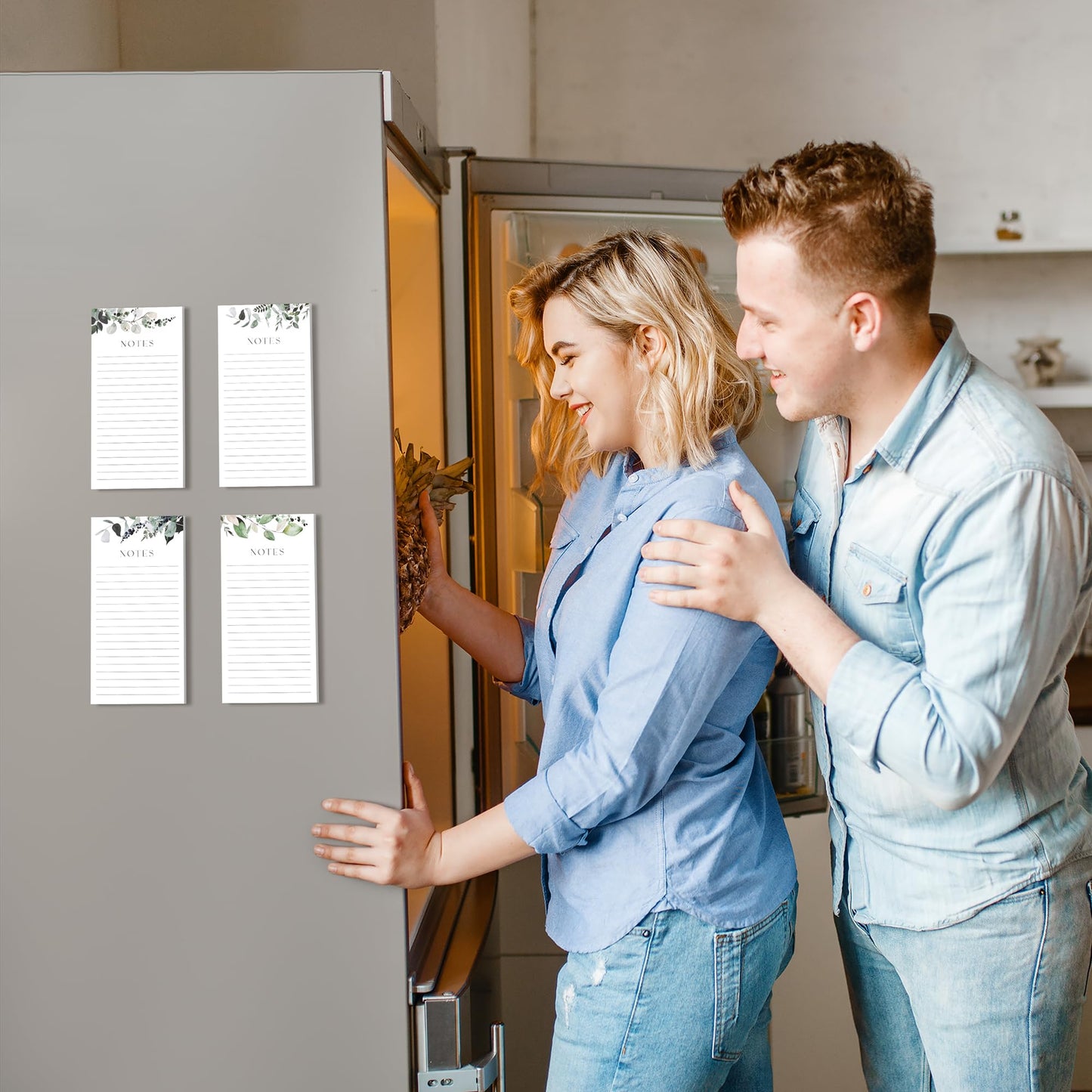 Beautiful Magnetic Notepads for Fridge - Set Of 4 Modern Note pads With Lined Pages to Easily Write Notes & Make Grocery/Shopping Lists - The Perfect To Do Pad w/ Strong Magnets for Your Refrigerator