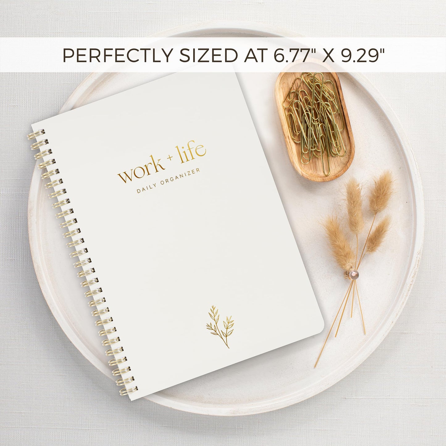 ZICOTO Beautiful Daily Planner and To Do List Notebook - Undated - 9.29 x 6.77 inches - Beige - Spiral Bound - Daily To Do List Notepad - Adult Planner