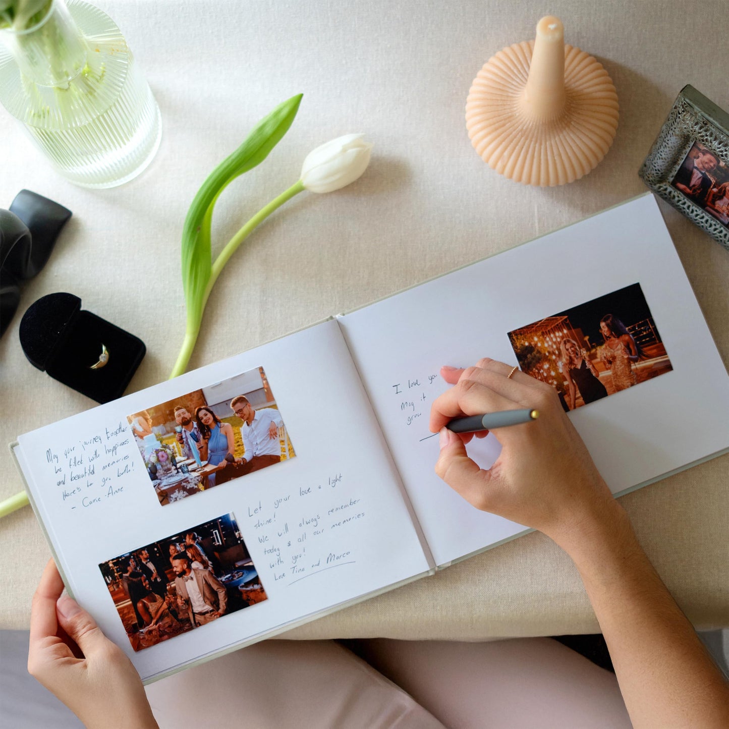 Beautiful Wedding Guest Book Set for Your Wedding Reception - Elegant Party Guestbook With Card, Stand & Pen to Sign in and Add Polaroid Photos - The Perfect Guest Book for Baby or Bridal Shower