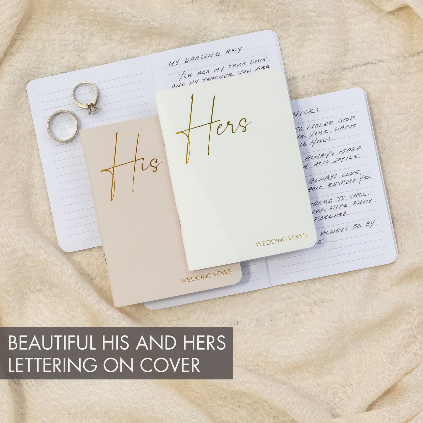 Elegant Vow Books With Gold Foil Lettering For Your Wedding - Perfectly Sized His and Hers Vow Books With Plenty Of Pages To Write Whatever is on Your Heart - A Beautiful Addition For The Wedding Day