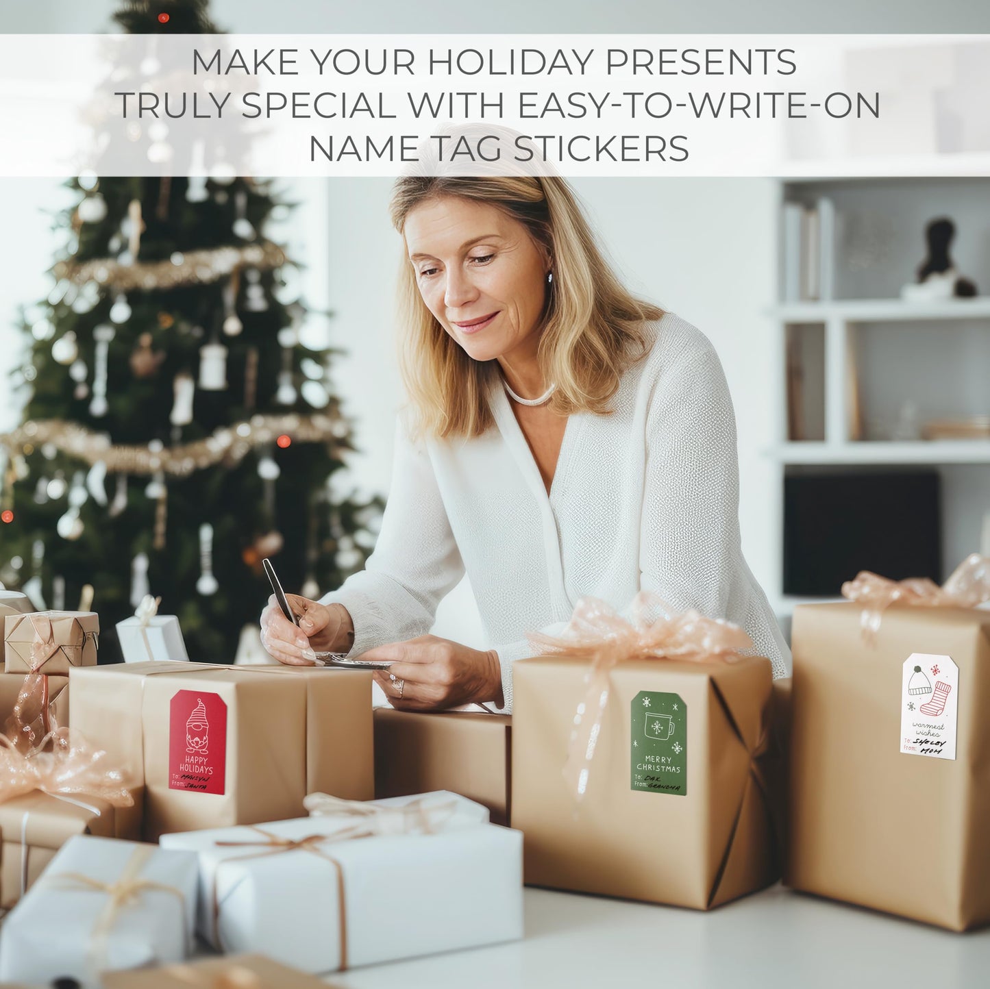 Beautiful Christmas Gift Tags Stickers - 210 Quality Doodle Sticker Labels for Personalizing Your Holiday Presents - Spread Joy and Cheer with These Festive Christmas Name Tags