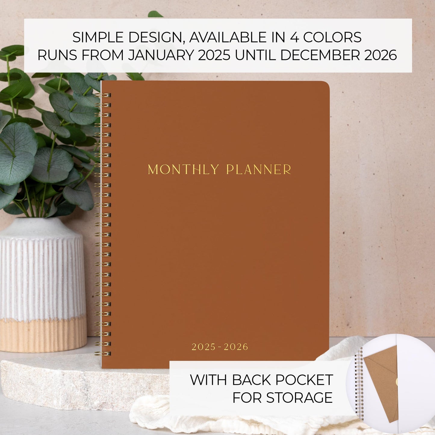 Beautiful 2025-2026 Monthly Planner and Calendar Book - Aesthetic To Do List Notebook That Easily Organizes Your Tasks to Boost Productivity - Runs From January 2025 Until December 2026
