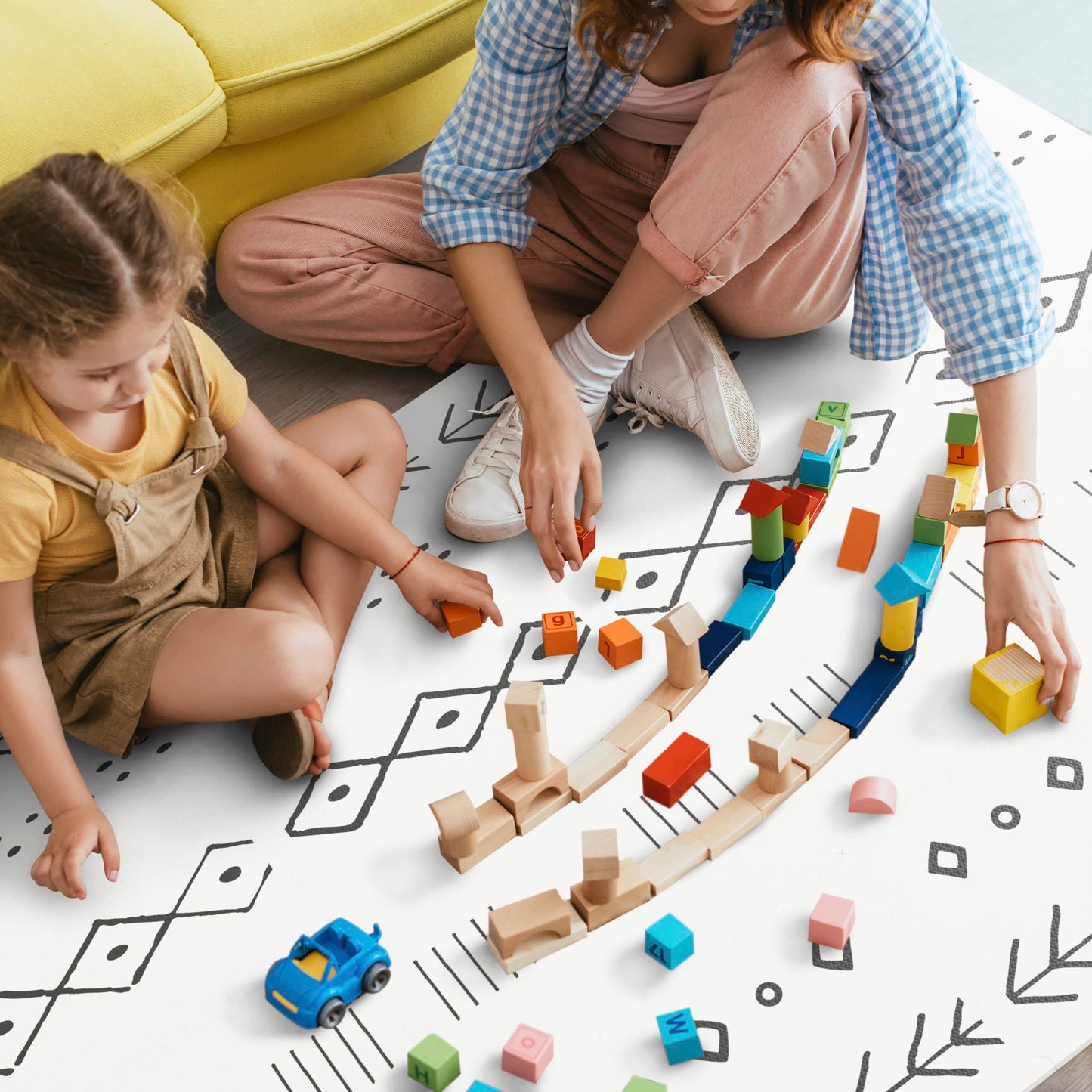 Stylish Baby Play Mat - Soft, Easy to Clean 5.6 x 4 ft. Floor Mat Creates A Safe Play Area for Your Baby Boy or Girl - The Perfect Modern Foam Playmat Fits Nicely with Your Kids Playroom Or Home Decor
