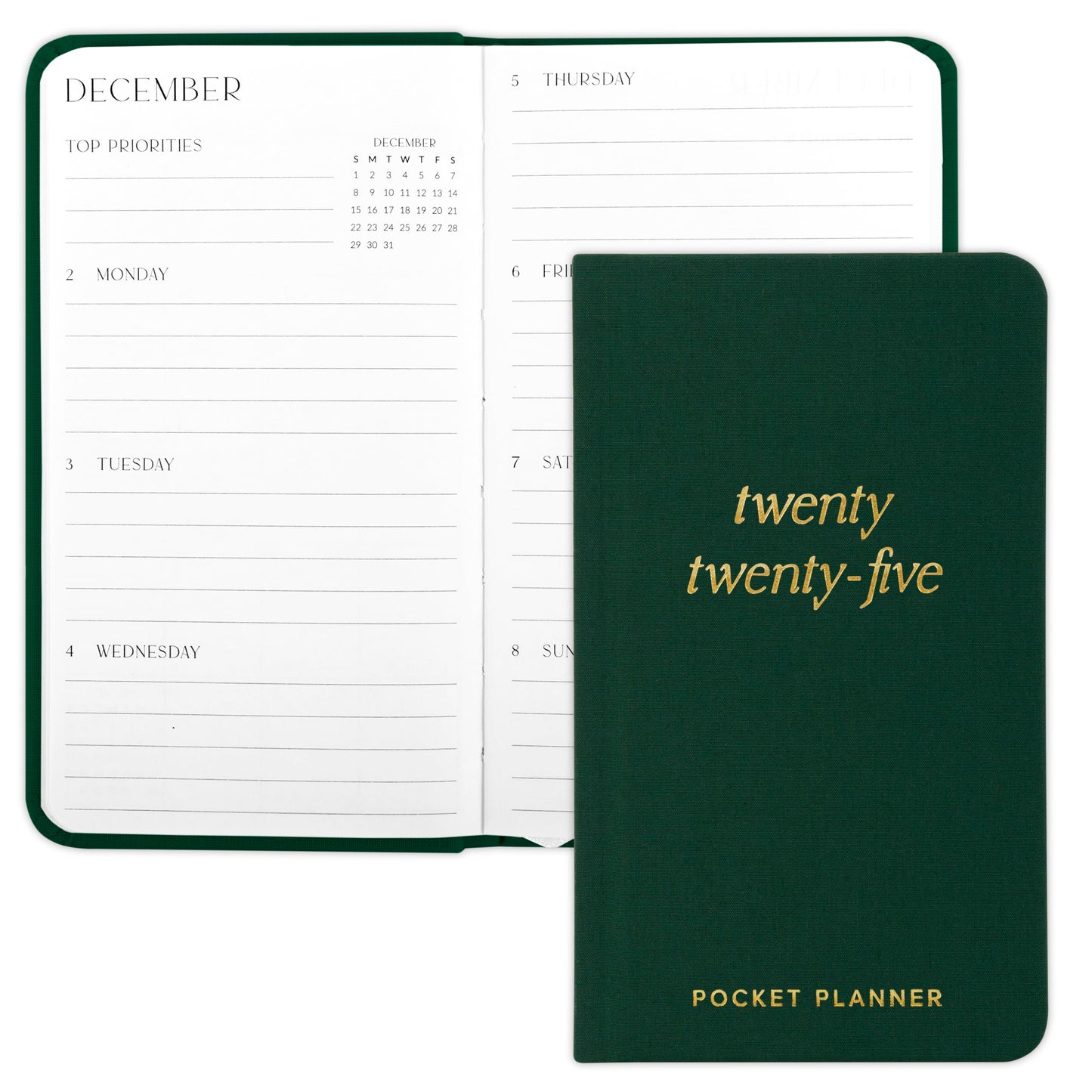 Beautiful 2025 Pocket Calendar - Small 6" x 3.5" Daily Planner Book For Womens Purse with Weekly & Monthly Spreads for Easy Planning - Runs Until December 2025
