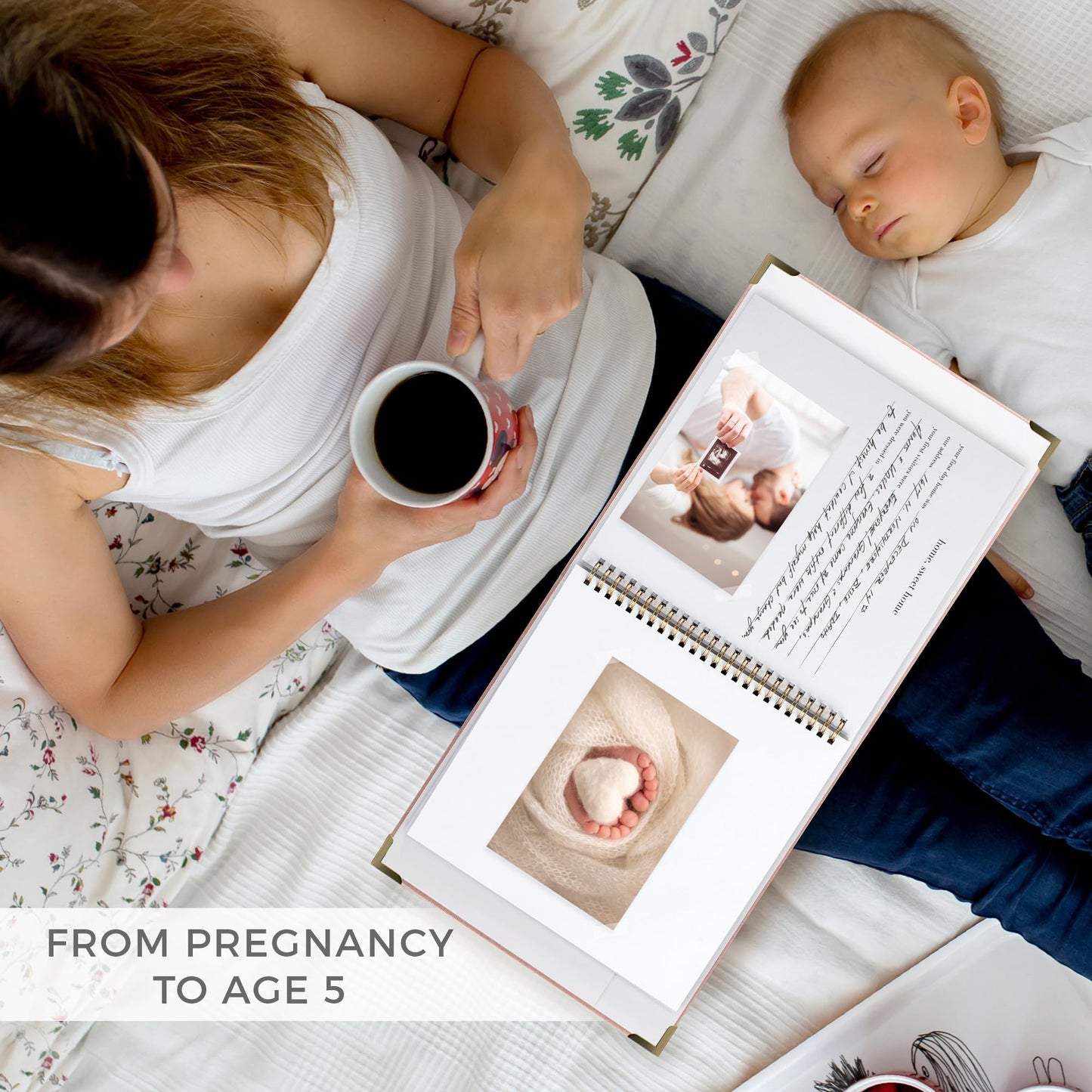 Keepsake Baby Memory Book for Boys and Girls - Timeless First 5 Year Baby Book - Neutral Journal Scrapbook or Photo Album - Record a Milestone for Every Event from Birth to Age 5