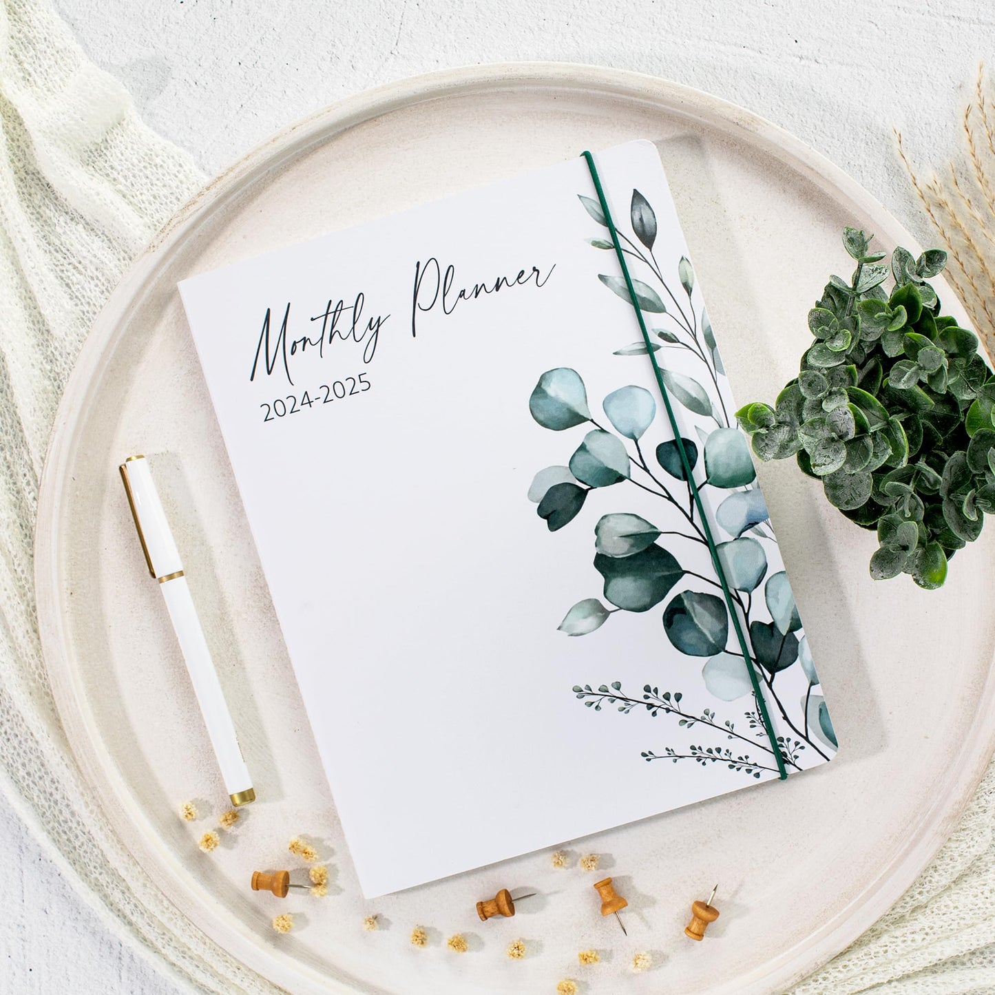 Beautiful 2024-2025 Monthly Planner and Calendar Book - Modern Greenery To Do List Notebook Easily Organizes Your Tasks to Boost Productivity - Runs From January 2024 Until December 2025
