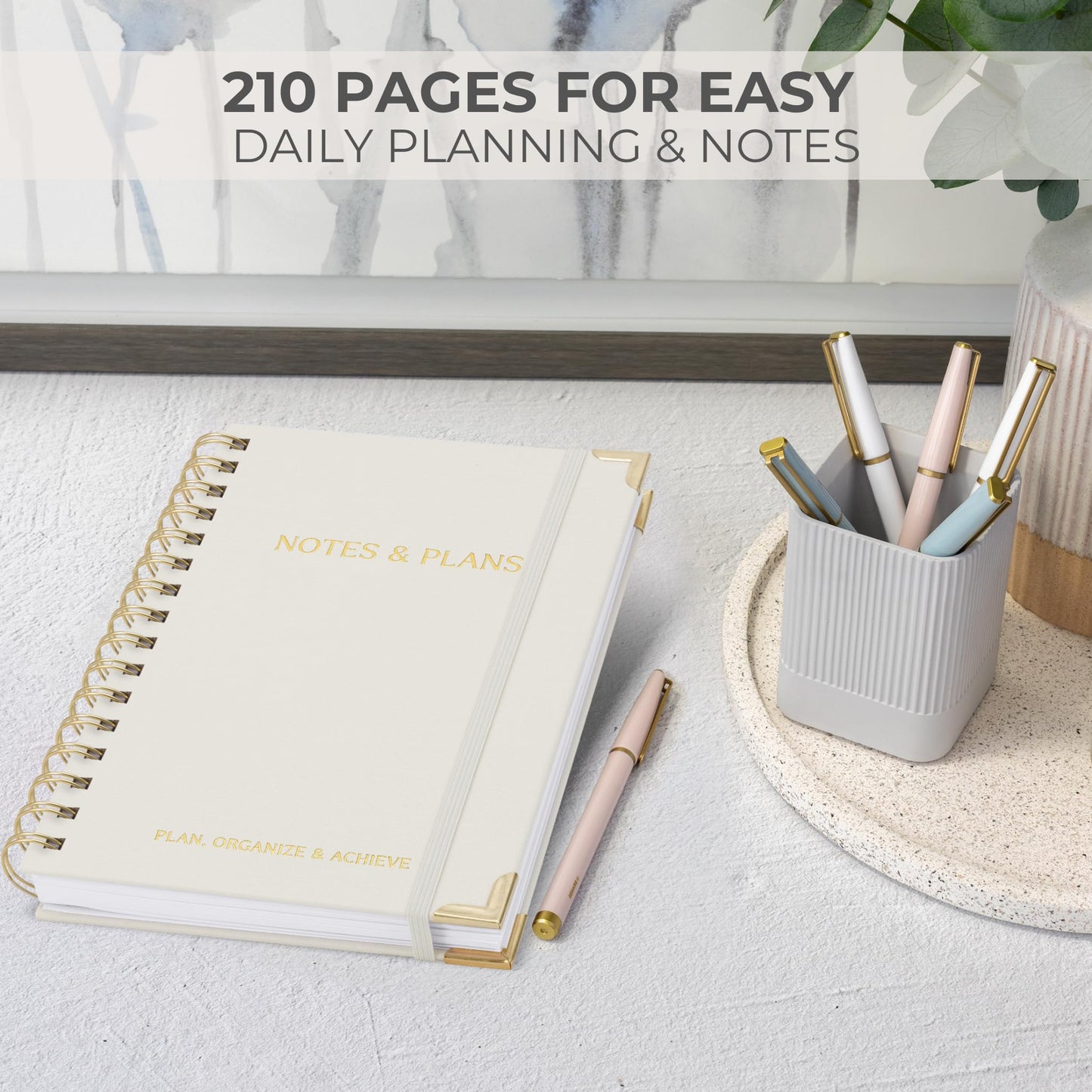 ZICOTO Aesthetic Daily Planner And Notebook With Hourly Schedule - Beautiful Spiral To do List Notepad For Work/Home to Organize Tasks And Appointments - Stylish School/Office Supplies Book For Women