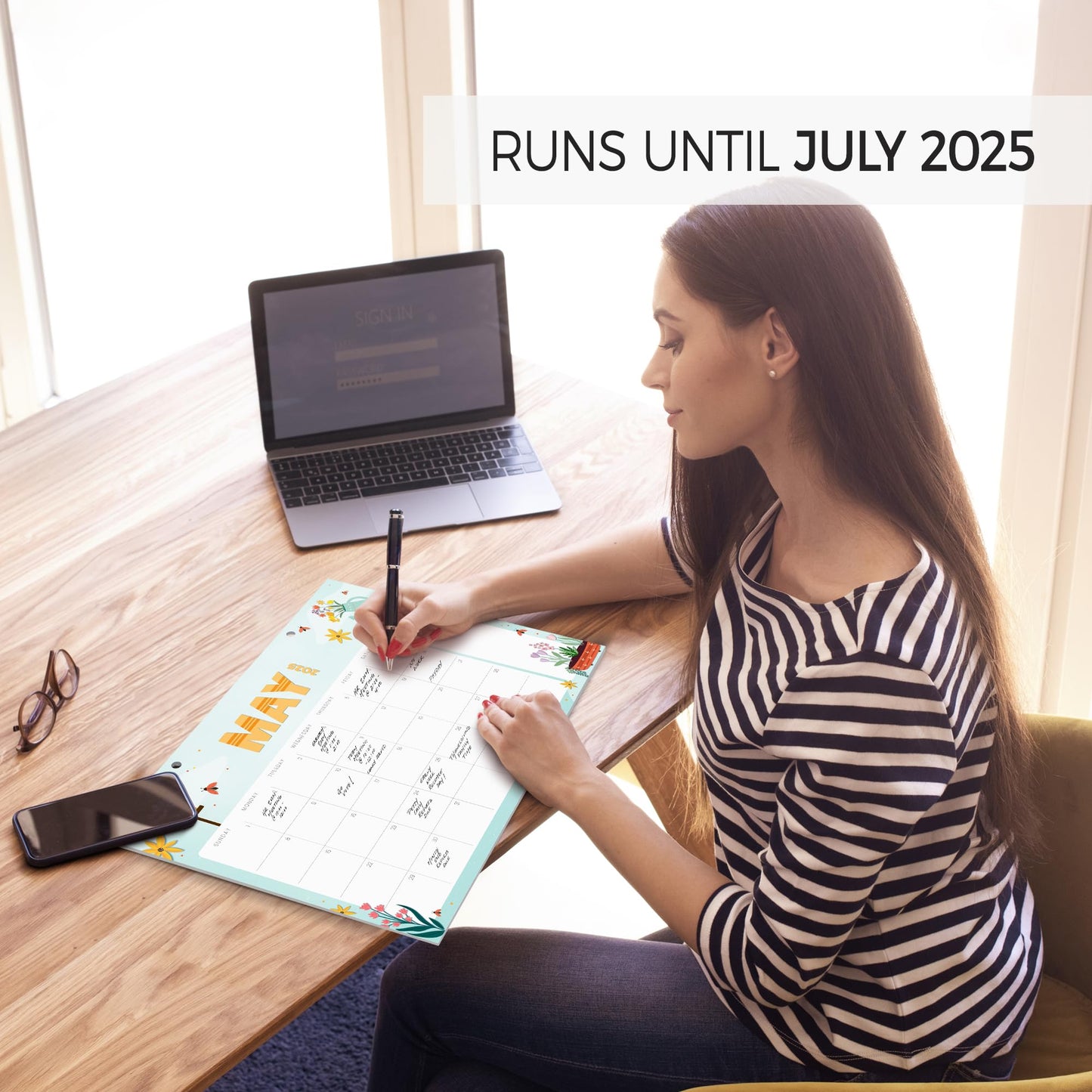 Aesthetic Seasonal Desk Calendar 2024-2025 - Runs From January 2024 Until July 2025 - The Perfect Desktop/Wall Calendar 17x11" for Easy Organizing
