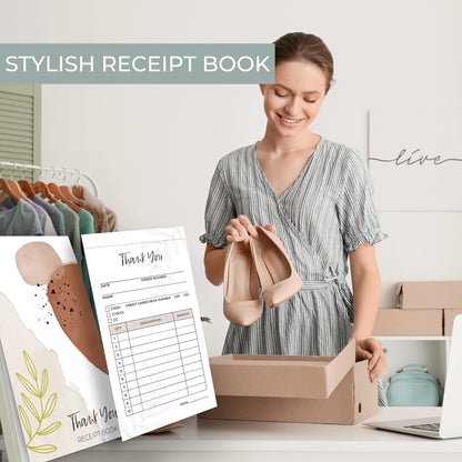Simplified Abstract Thank You Receipt Book for Small Businesses - Aesthetic and Easy to Use Receipt Pad - The Perfect Business Supplies That Helps You and Your Happy Clients to Stay Organized