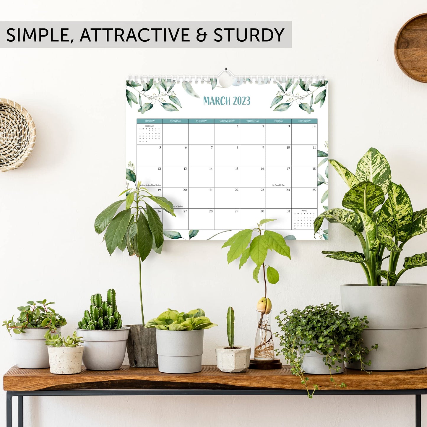 Aesthetic Greenery Wall Calendar - Runs Until July 2024 - The Perfect Monthly Calendar for Easy Planning - Incl. All of 2023