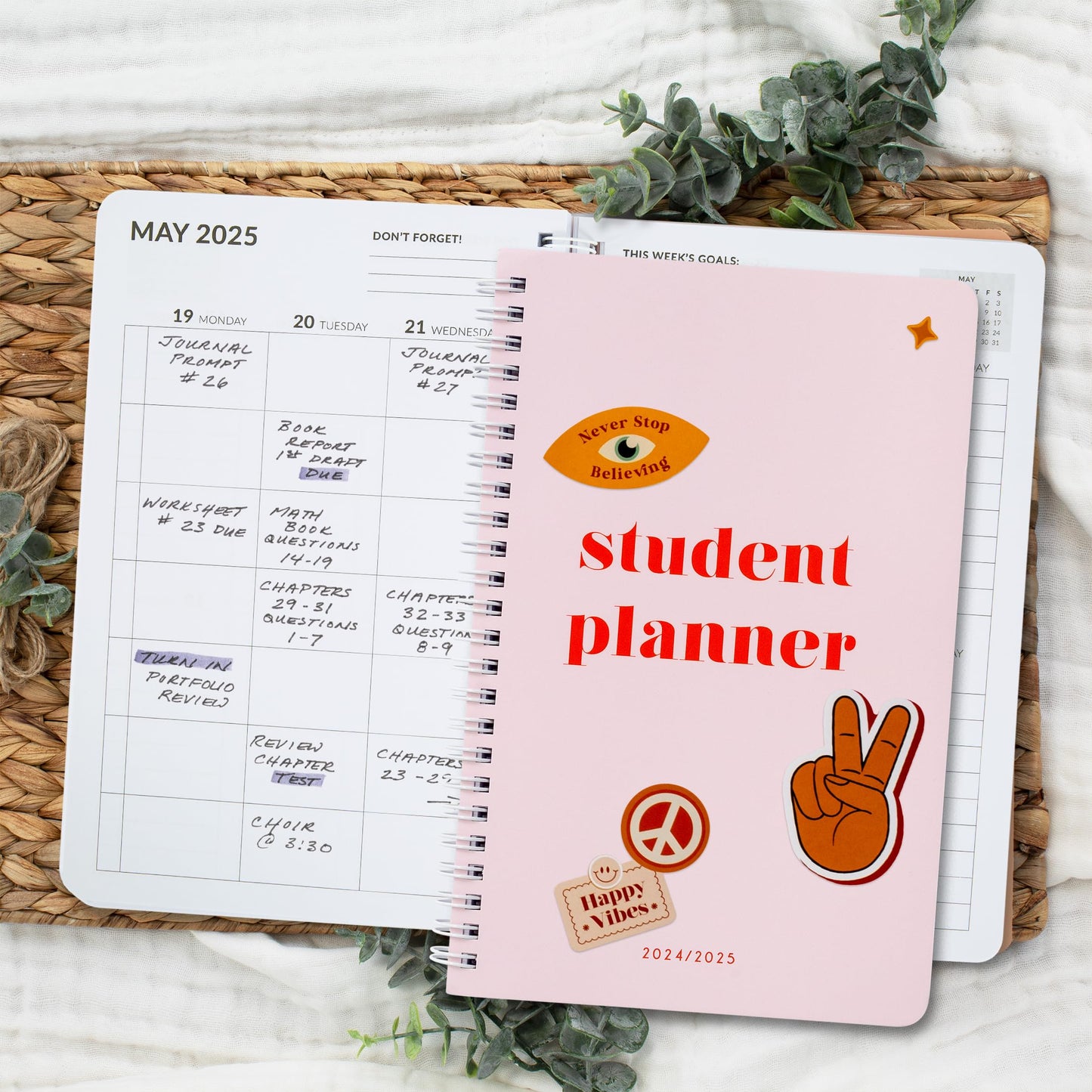Aesthetic 2025 Student Planner To Stay Organized - A Beautiful 8.5" x 5.5" Planner for Middle and High School Students with Weekly & Monthly Spreads For The 24-25 Academic Year
