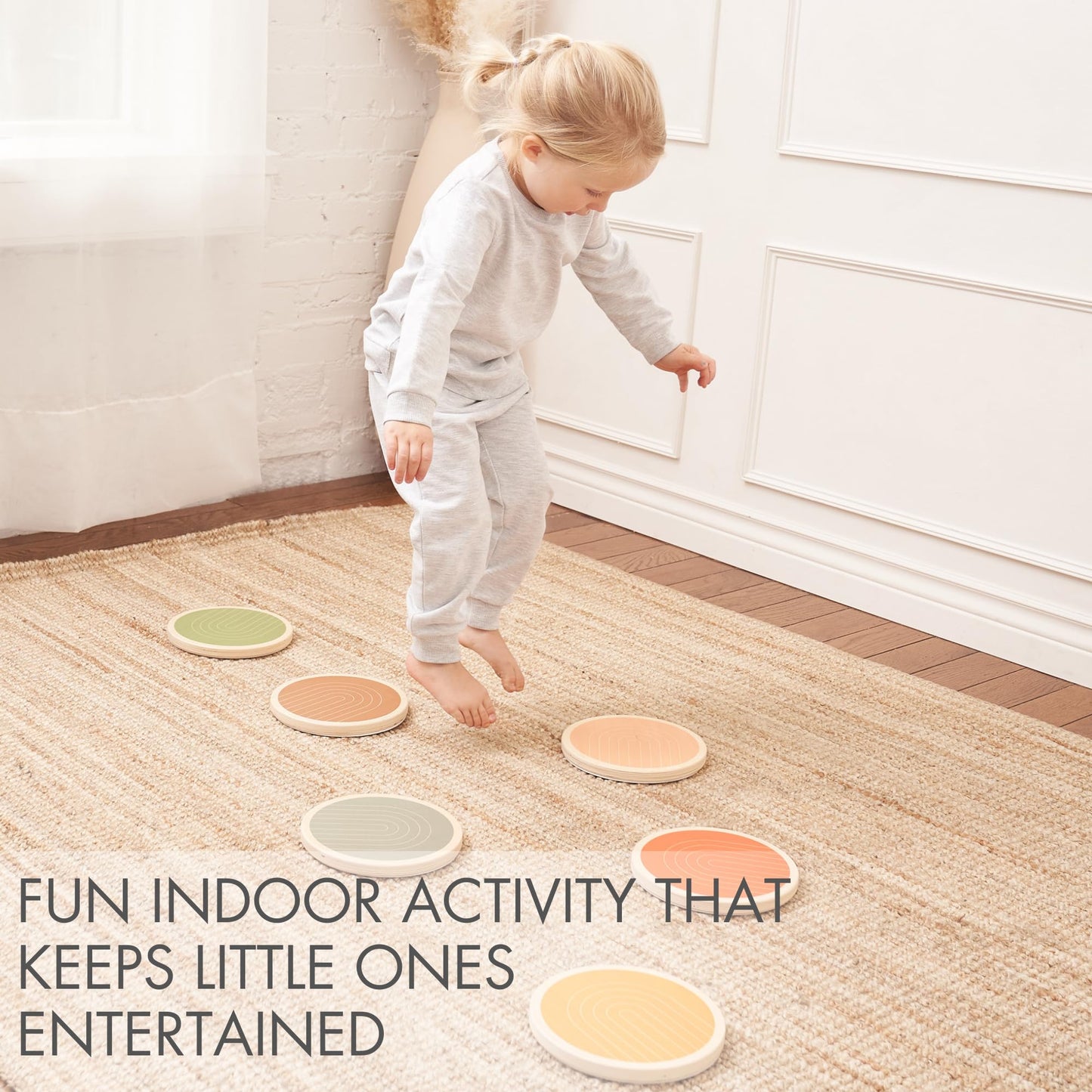 ZICOTO Fun Stepping Stones for Kids - Perfect Toddler Indoor/Outdoor Activity to Improve Balance and Coordination Skills - Safe Non-Slip Obstacle Course and Sensory Toy Set of 6 for Ages 1-3, 3-4