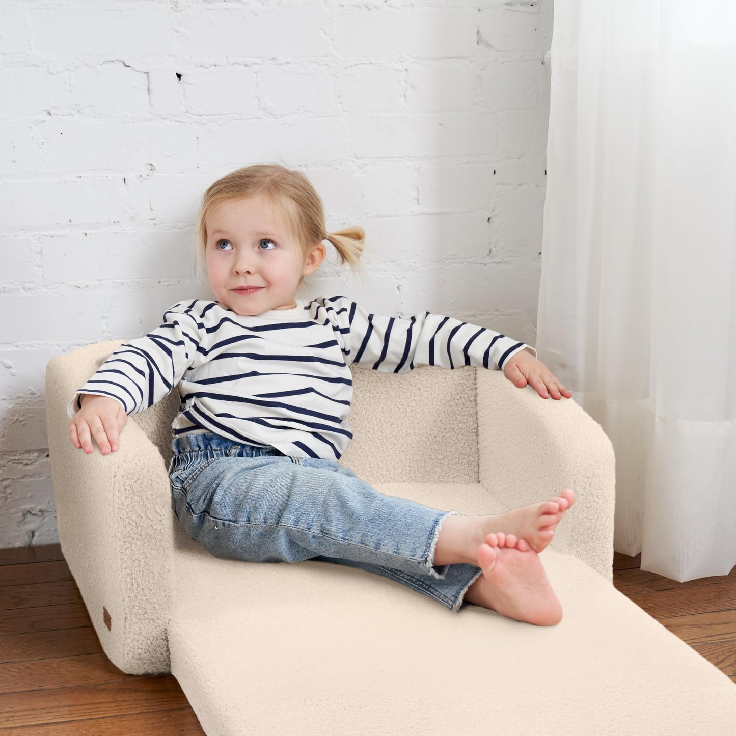 Sturdy Kids Couch and Chair for Fun Play Time or Comfy Lounging - The Perfect 2 in 1 Toddler Sofa Easily Unfolds Into a Super Soft Lounger - Modern Fold Out Chair for Babies Fits Nicely with Any Decor