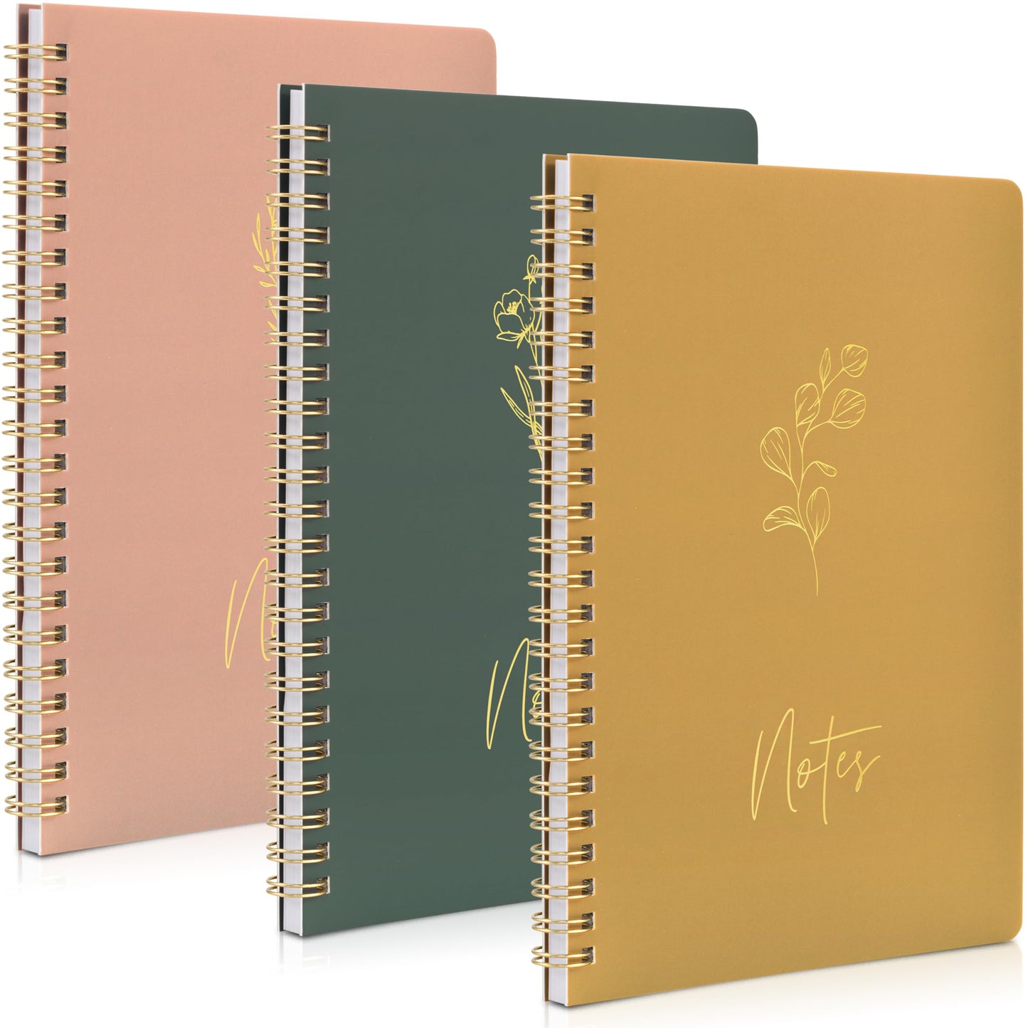 ZICOTO Aesthetic Spiral Notebook Set of 3 - Cute 8x6 College Ruled Journals with Pockets - Perfect for Women to Stay Organized at Work or School