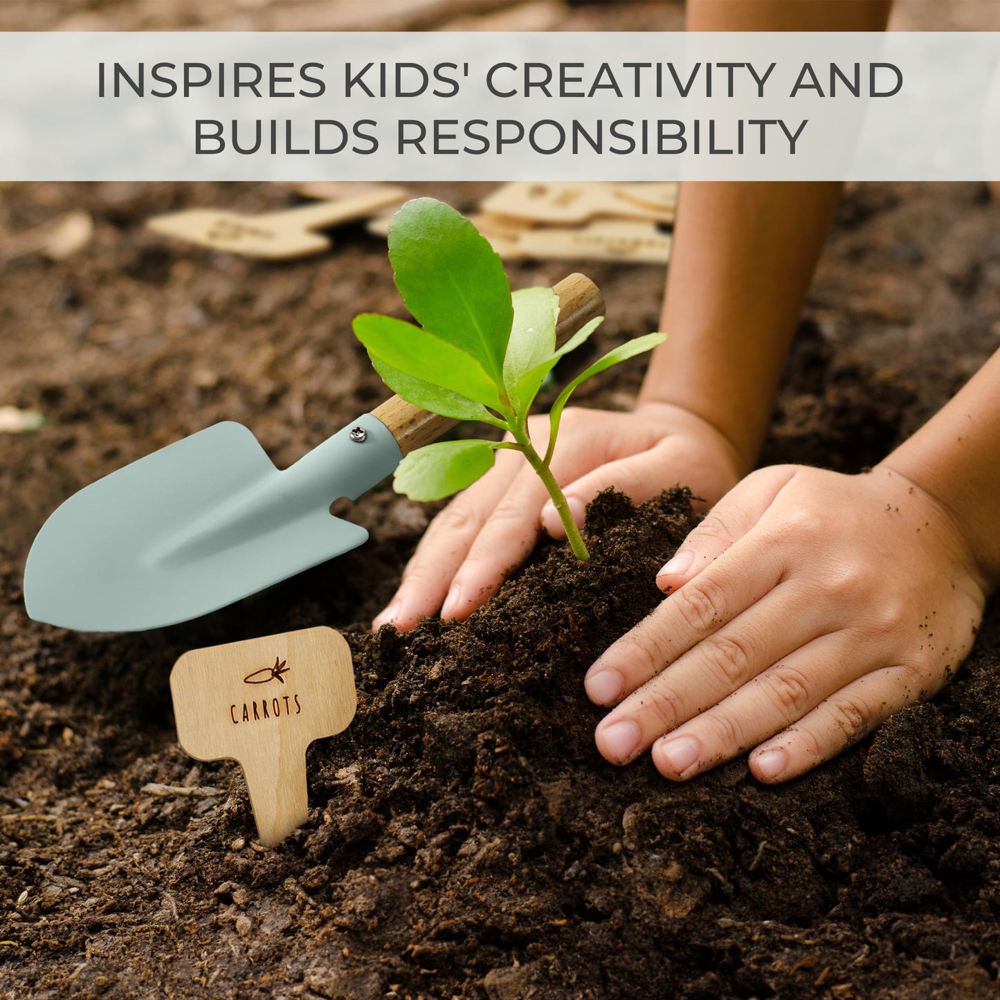 ZICOTO Fun Kids Gardening Set with Bag - Safe Gardening Tools for Kids - The Perfect Gardening Kit incl. Watering Can