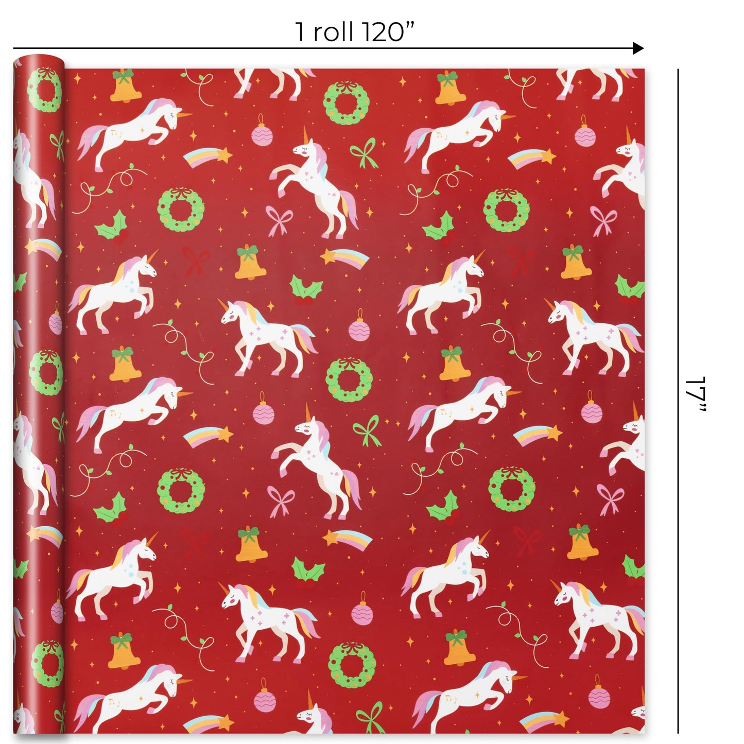 ZICOTO Beautiful Christmas Wrapping Paper Roll Set - Cute Set of 3 Quality Rolls With Lovely Designs for Girls and Boys Gifts- Add a Touch of Magic to Every Kids Gift You Wrap - 17 x 120 in