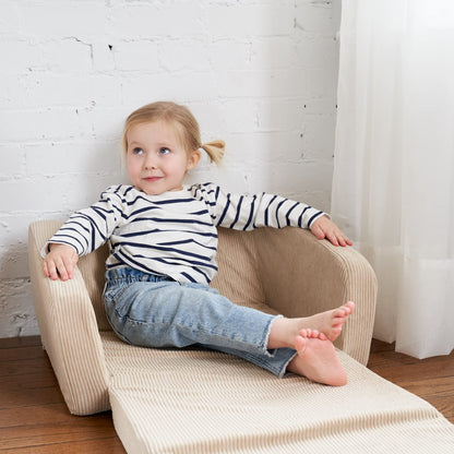 ZICOTO Comfy Kids Chair for Toddler - Convertible 2 in 1 Lounger Easily Unfolds Into a Super Soft Couch to Sleep On - Modern Fold Out Sofa for Babies Fits Nicely with Any Decor