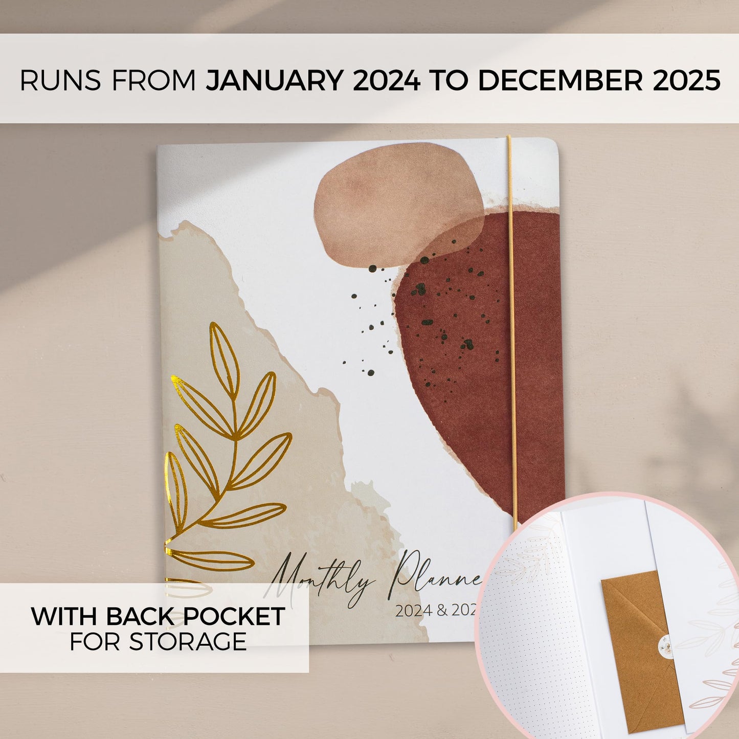 Beautiful 2024-2025 Monthly Planner and Calendar Book - Abstract To Do List Notebook Easily Organizes Your Tasks to Boost Productivity - Runs From January 2024 Until December 2025