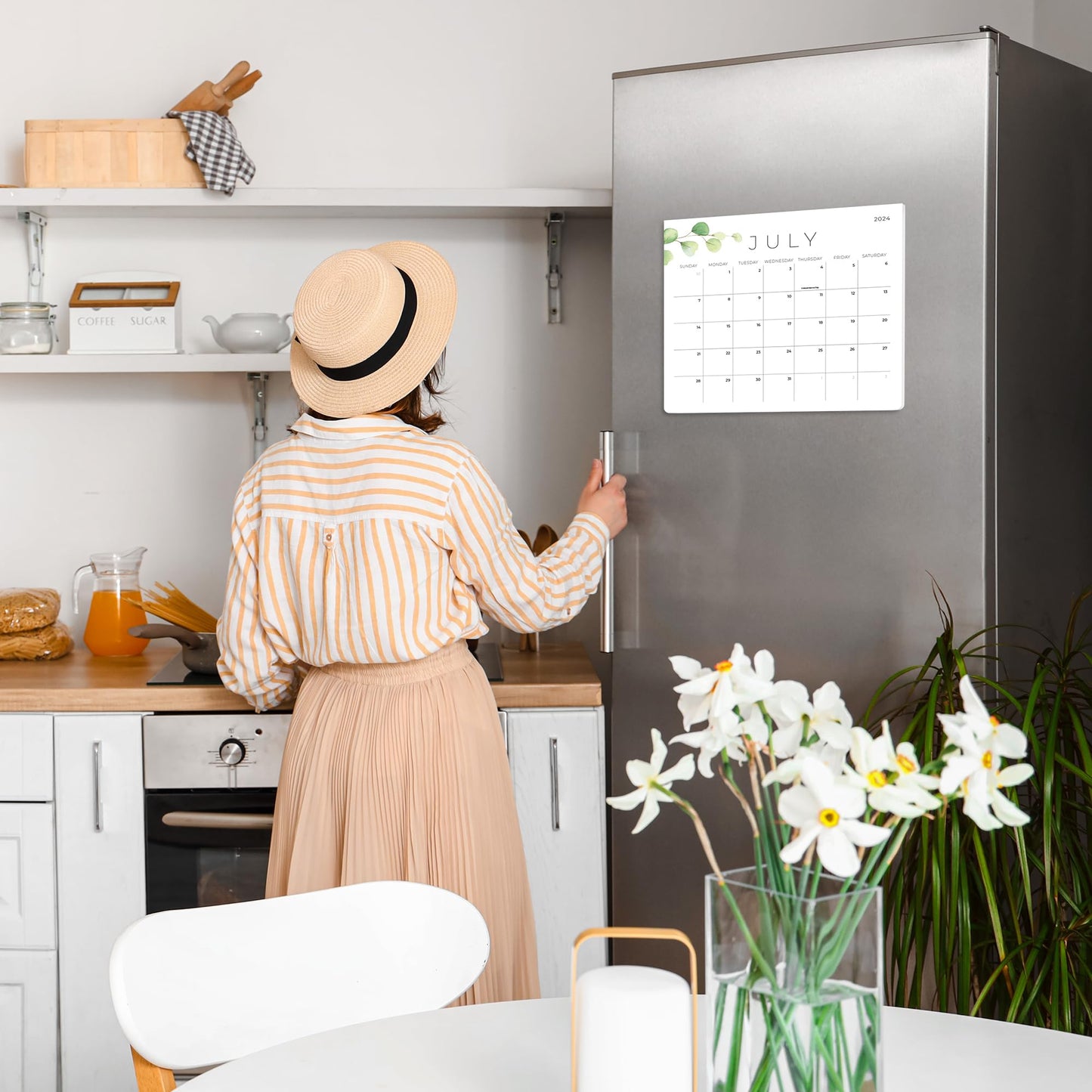 Beautiful 2024 Magnetic Fridge Calendar - Runs from January 2024 Until July 2025 - The Perfect Monthly Refrigerator Calendar With Greenery Designs for Easy Organizing