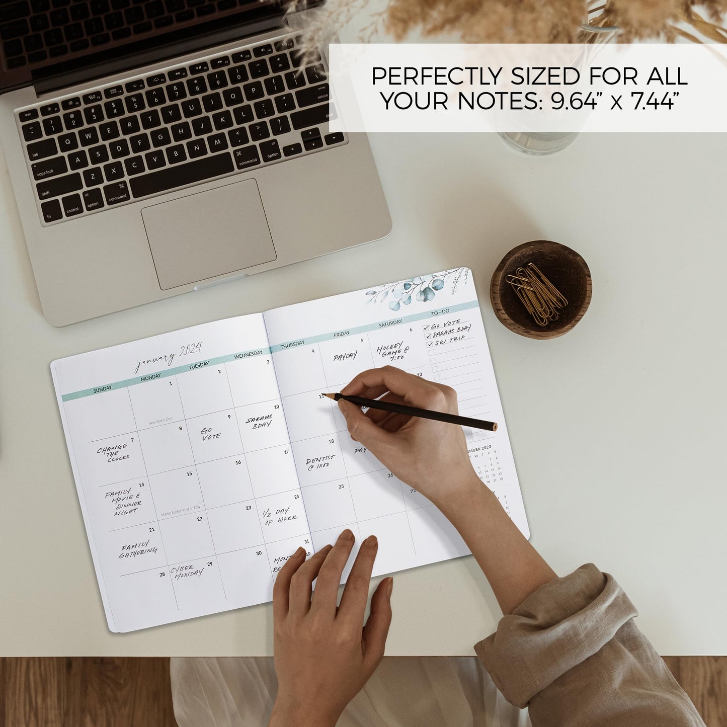 Beautiful 2024-2025 Monthly Planner and Calendar Book - Modern Greenery To Do List Notebook Easily Organizes Your Tasks to Boost Productivity - Runs From January 2024 Until December 2025