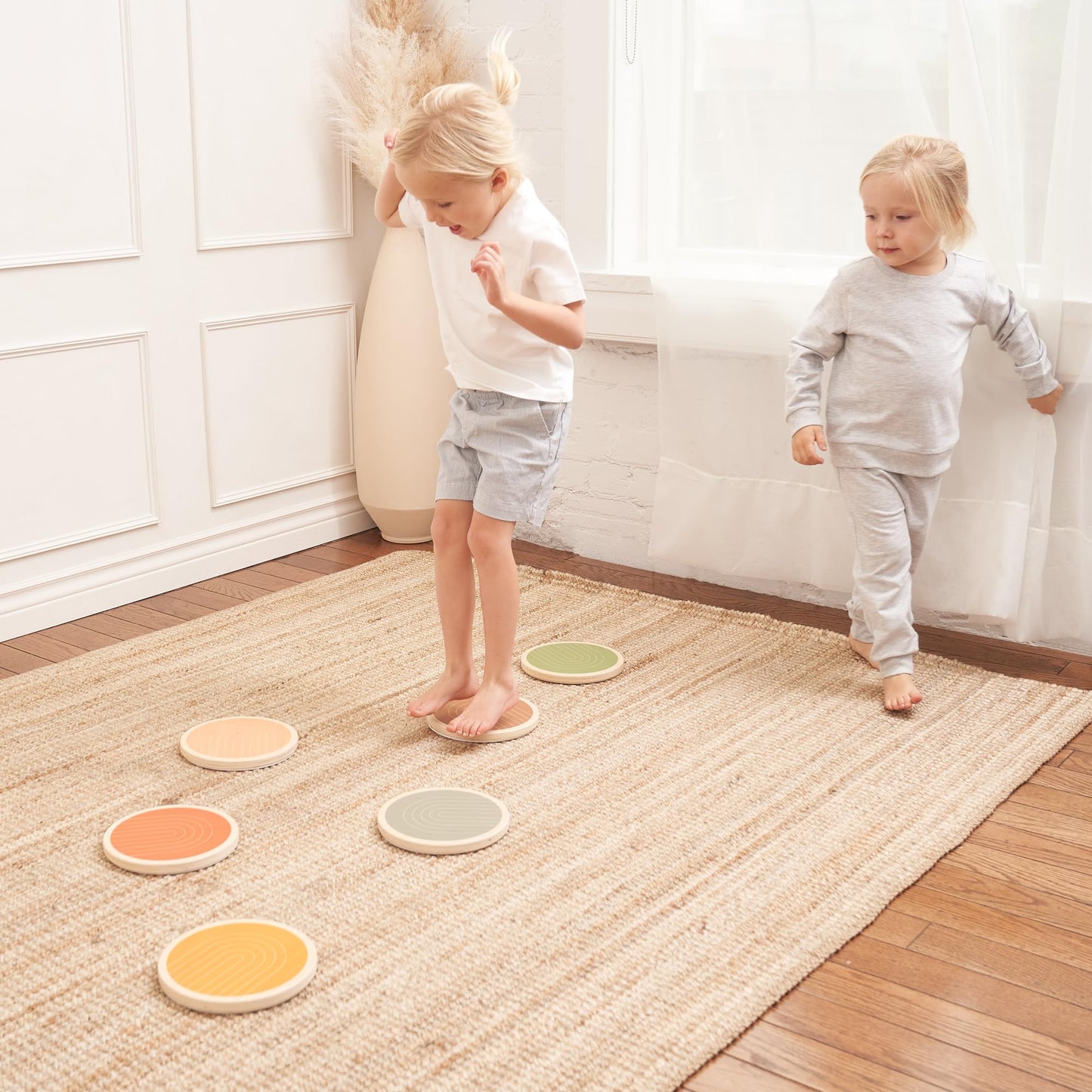 ZICOTO Fun Stepping Stones for Kids - Perfect Toddler Indoor/Outdoor Activity to Improve Balance and Coordination Skills - Safe Non-Slip Obstacle Course and Sensory Toy Set of 6 for Ages 1-3, 3-4