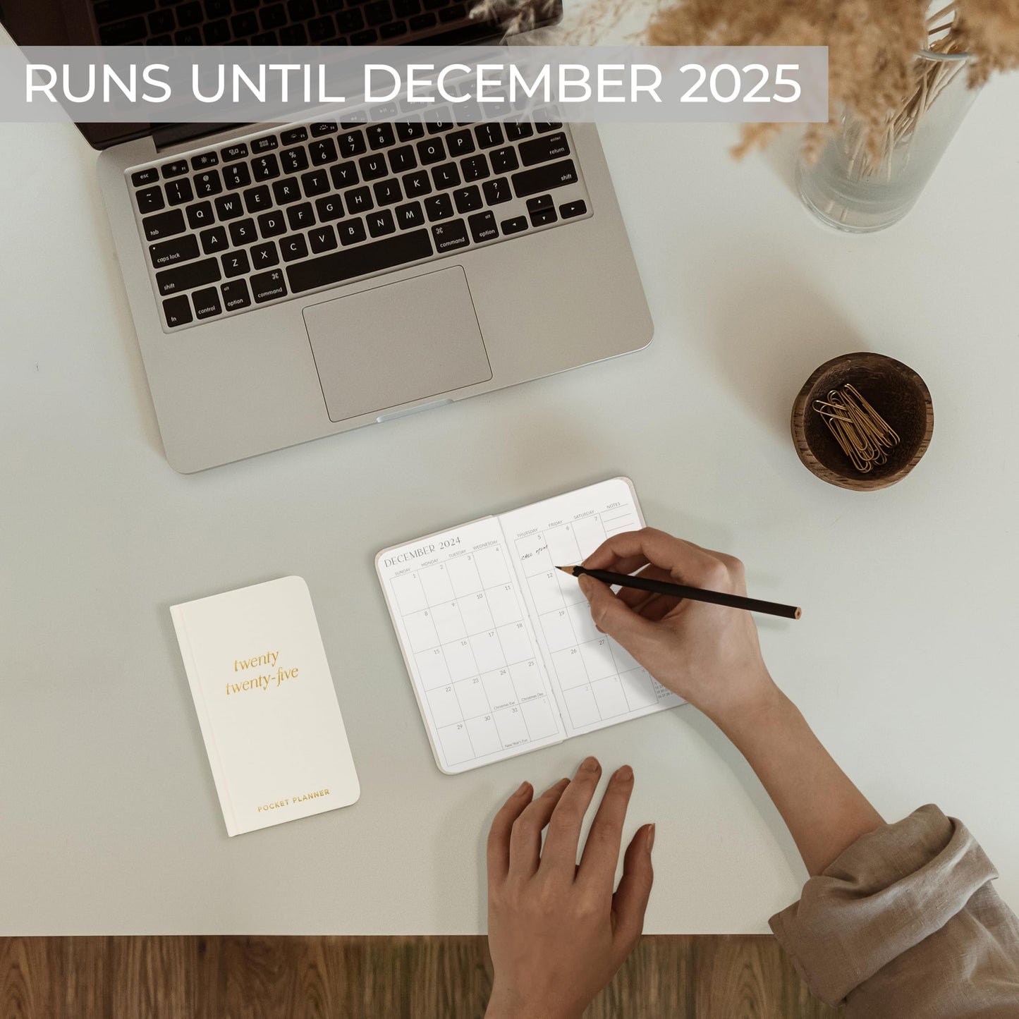 Beautiful 2025 Pocket Calendar - Small 6" x 3.5" Daily Planner Book For Womens Purse with Weekly & Monthly Spreads for Easy Planning - Runs Until December 2025