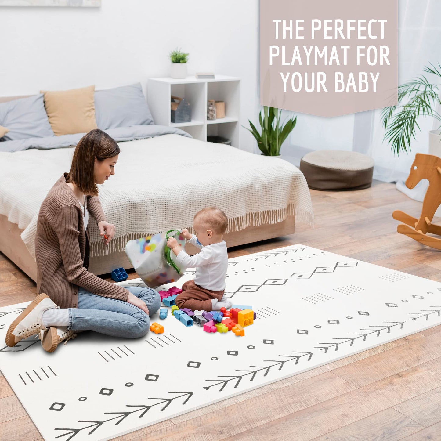 Stylish Baby Play Mat for Your Baby Boy or Girl - Large and Soft Floor Mat Creates A Safe Play Area for Little Ones - A Beautiful Playmat Made of Soft Foam Tiles Fits Nicely As A Kids Playroom Rug